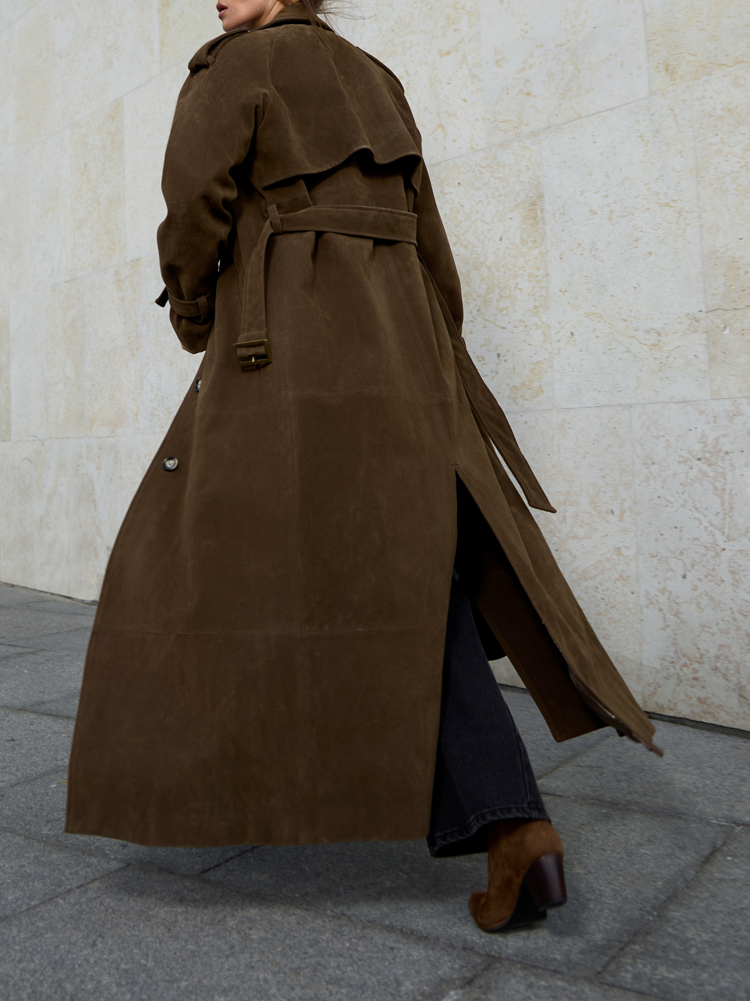 Oversize single-breasted maxi trench coat