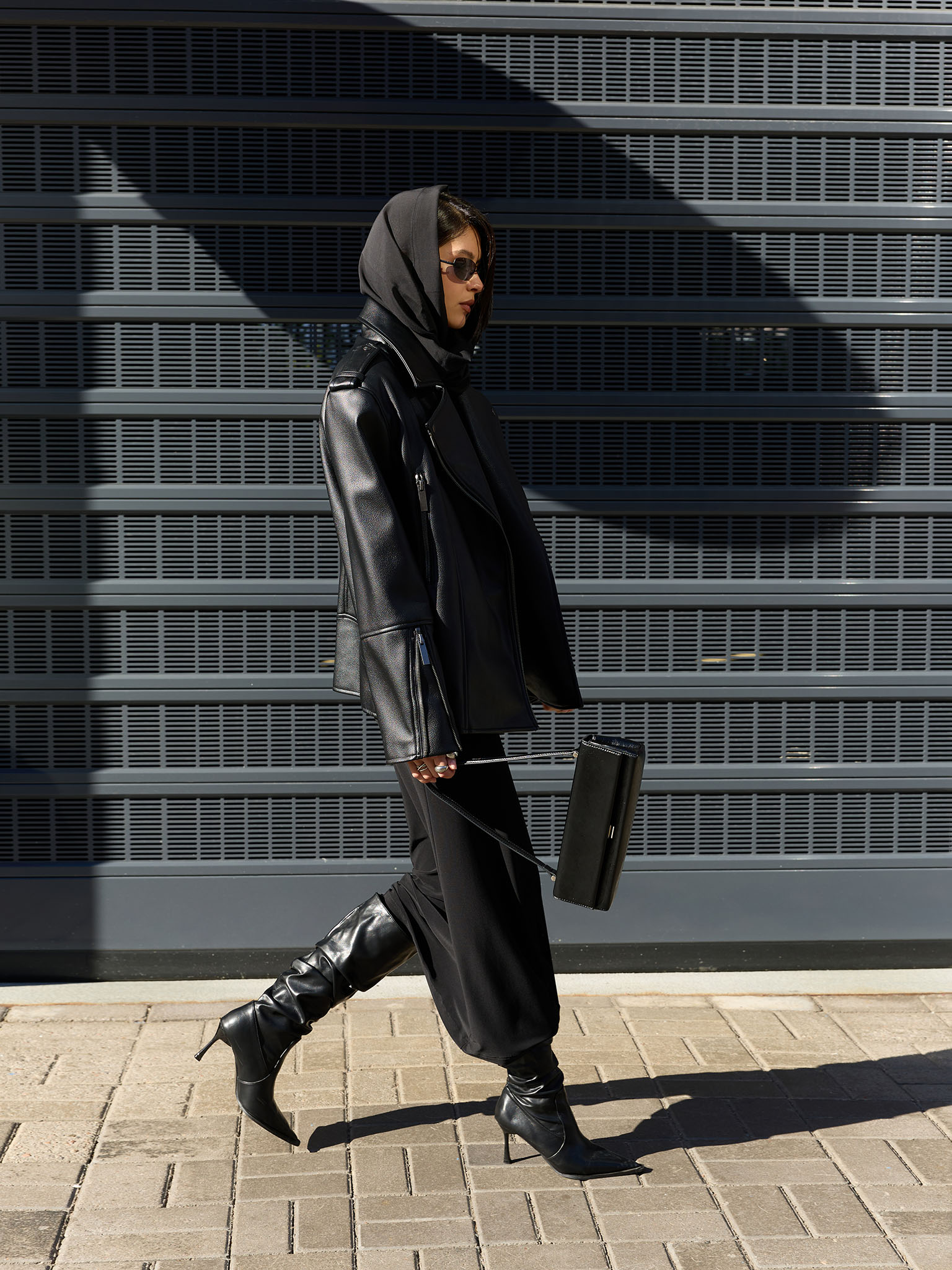 Bikerjacke aus Eco-Leder mit betonten Schultern