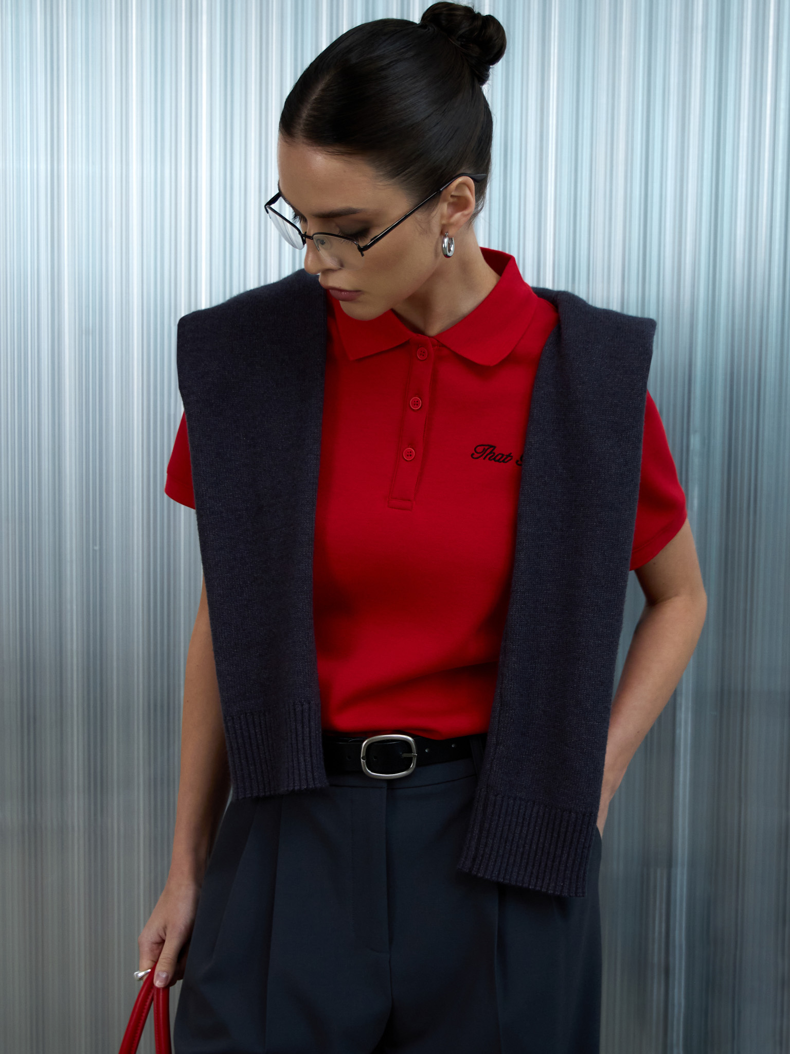 Poloshirt aus Jersey mit Stickerei