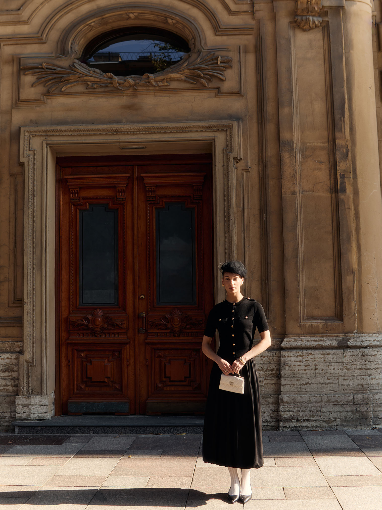 Balloon midi skirt with asymmetrical waistband