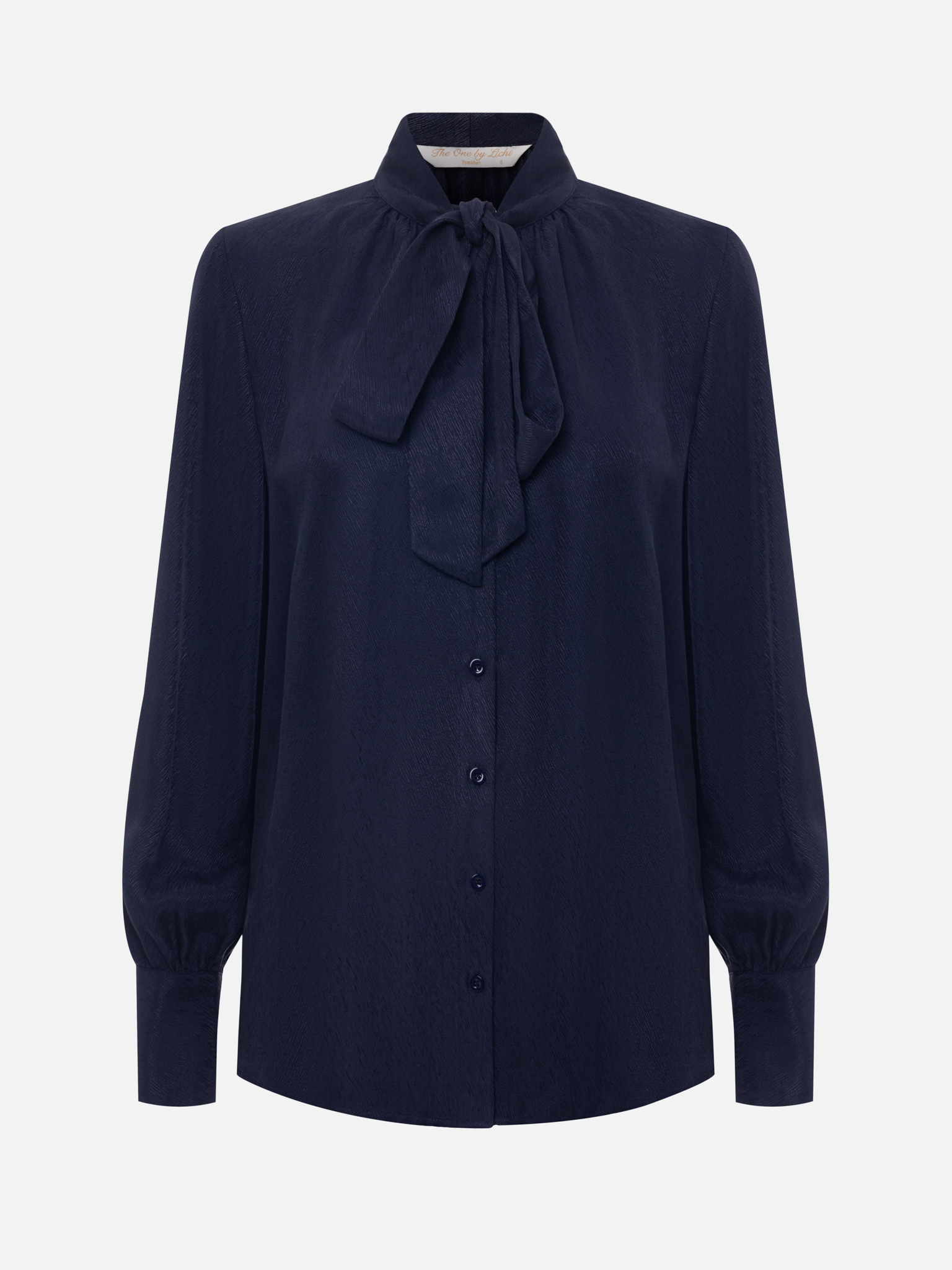 Loose blouse with ribbons on the collar