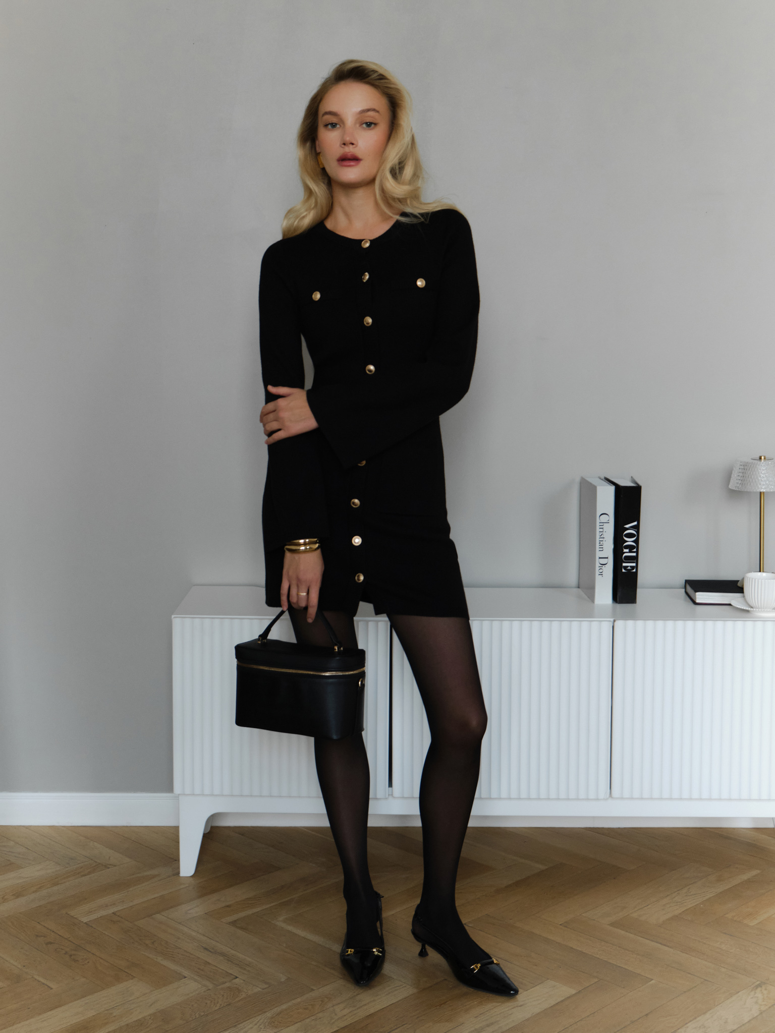 Mini dress with flared sleeves