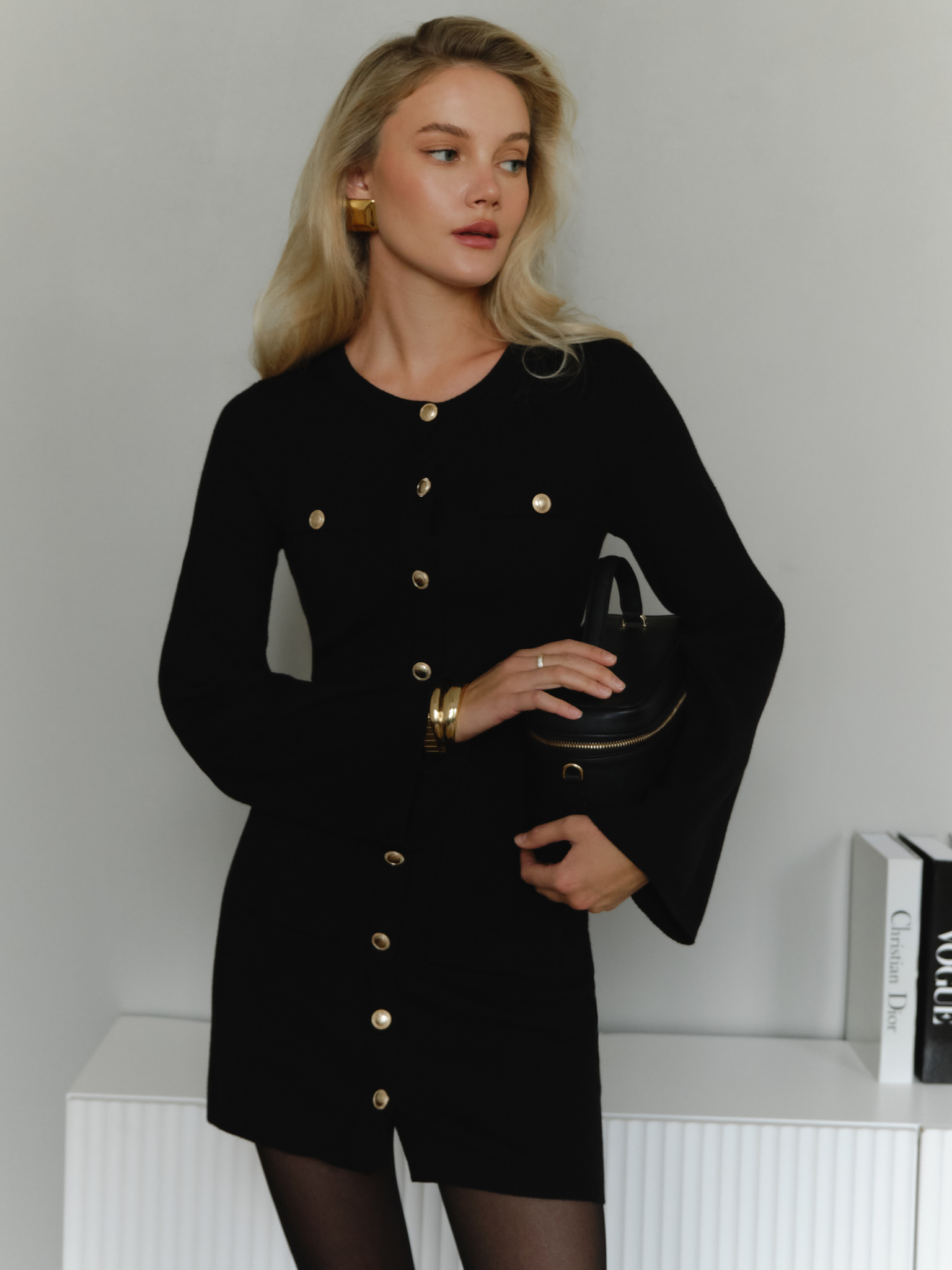 Mini dress with flared sleeves