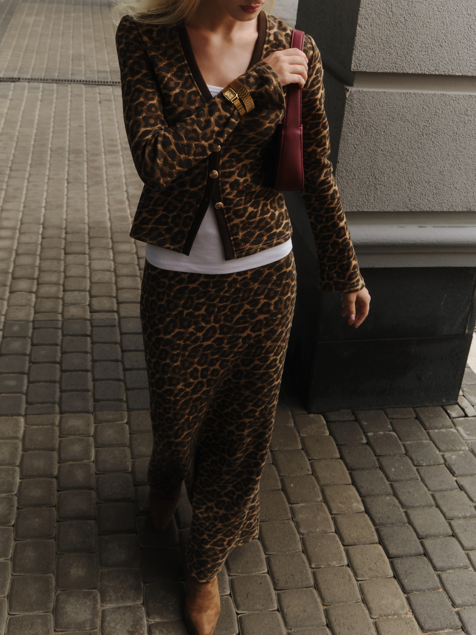 Leopard print maxi skirt