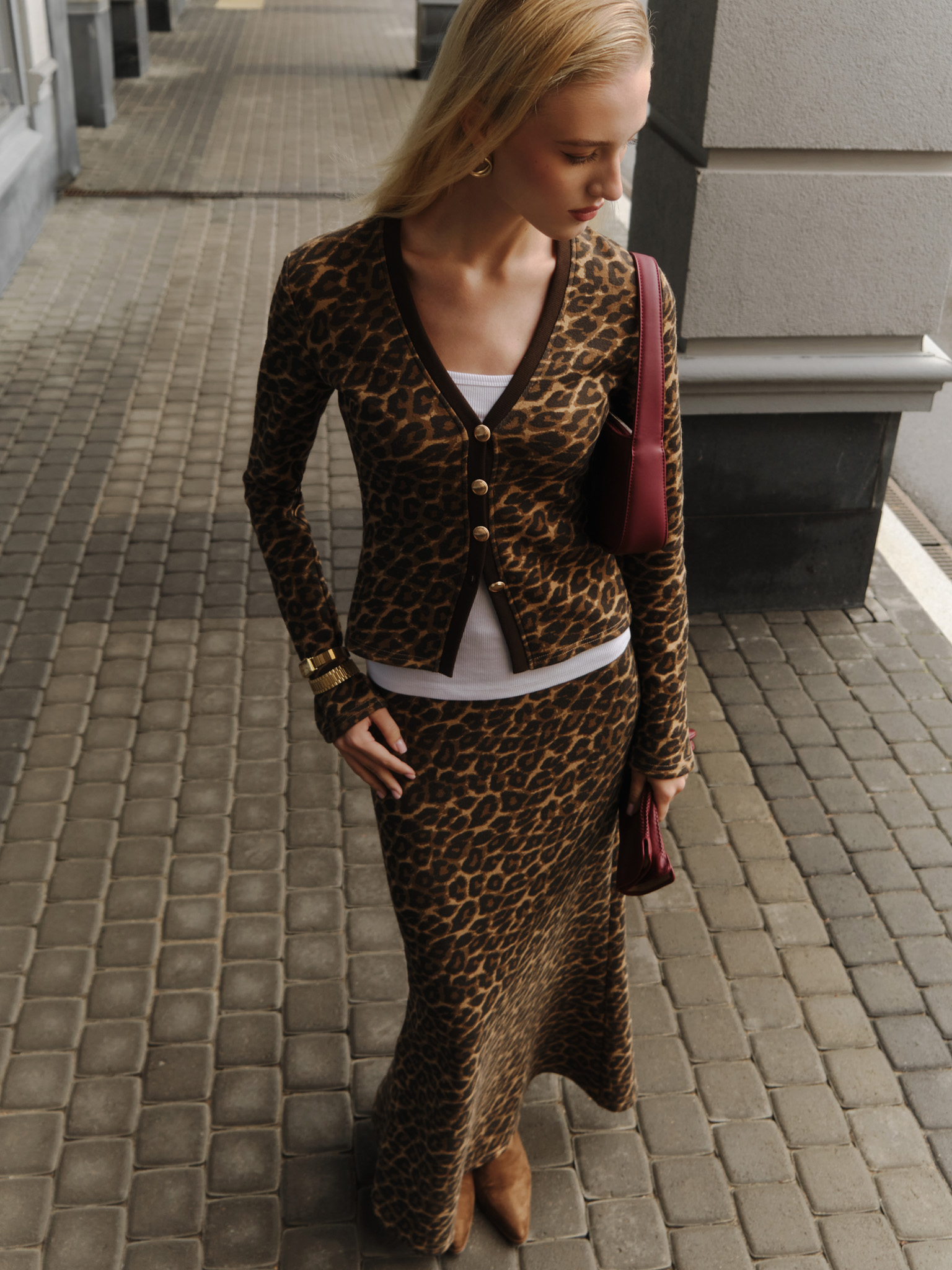 Leopard print maxi skirt