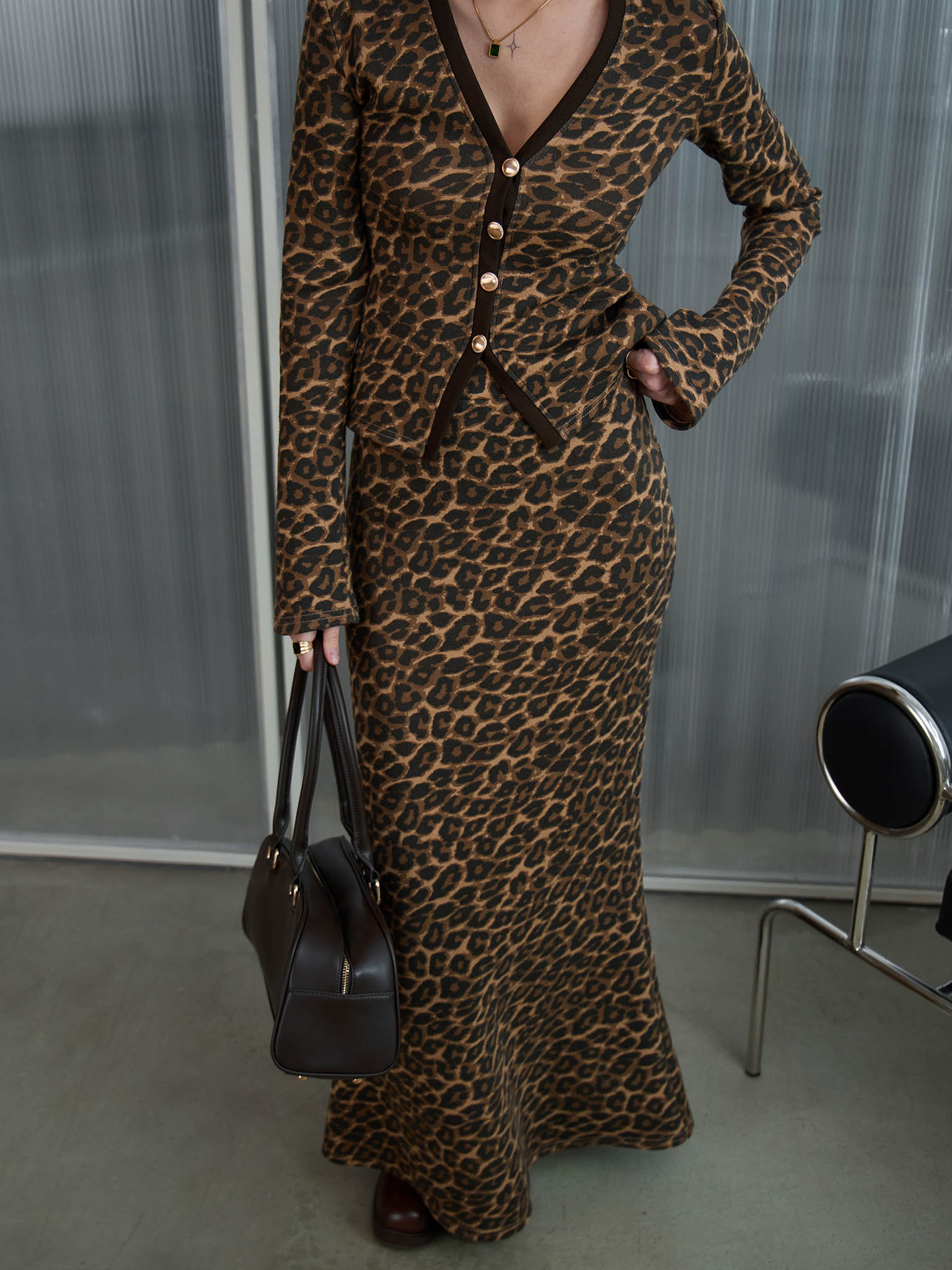 Leopard print maxi skirt