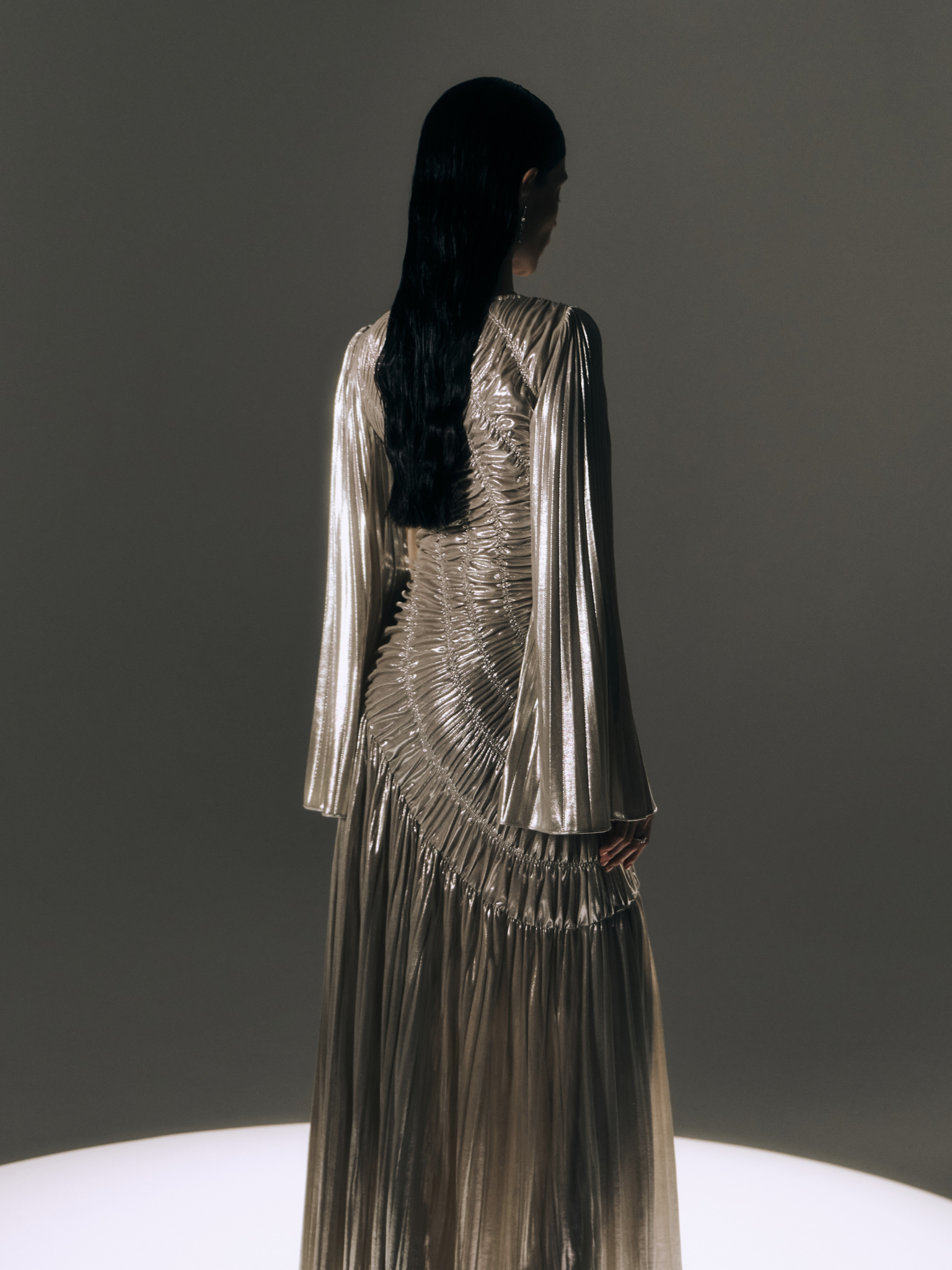 Metallised fabric maxi dress