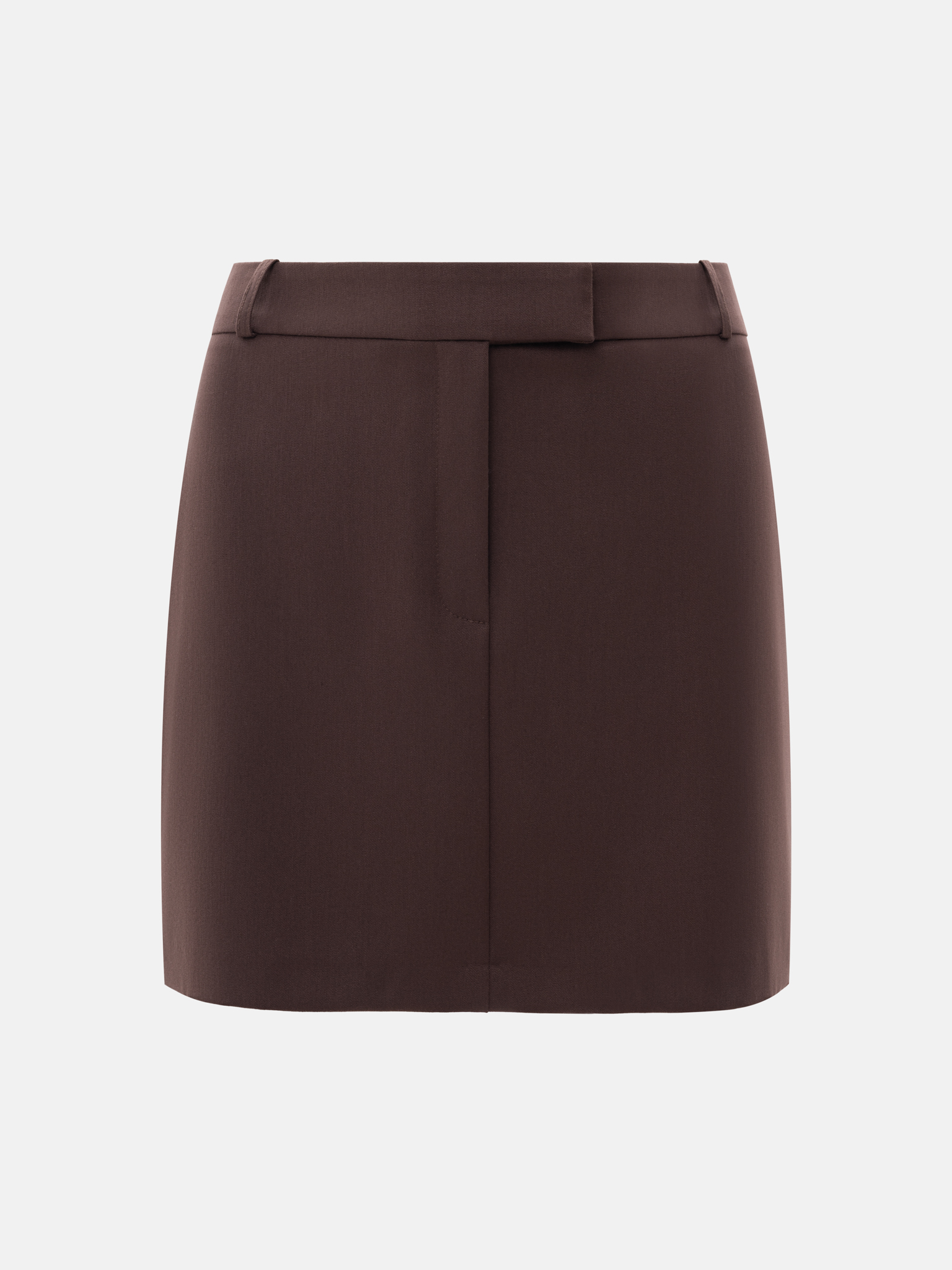 Straight mini skirt with waistband and cut-off waistband
