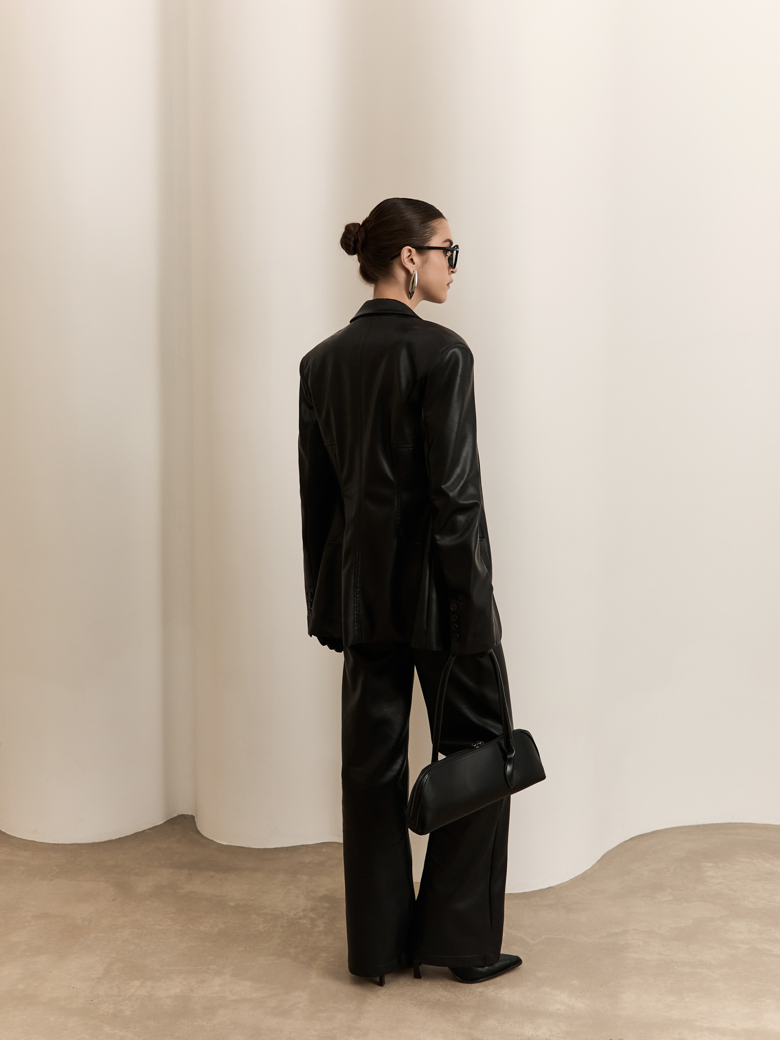 Straight-leg vegan-leather pants