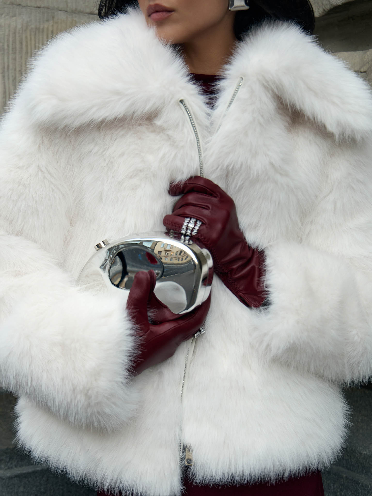 Short zip-up eco-coat