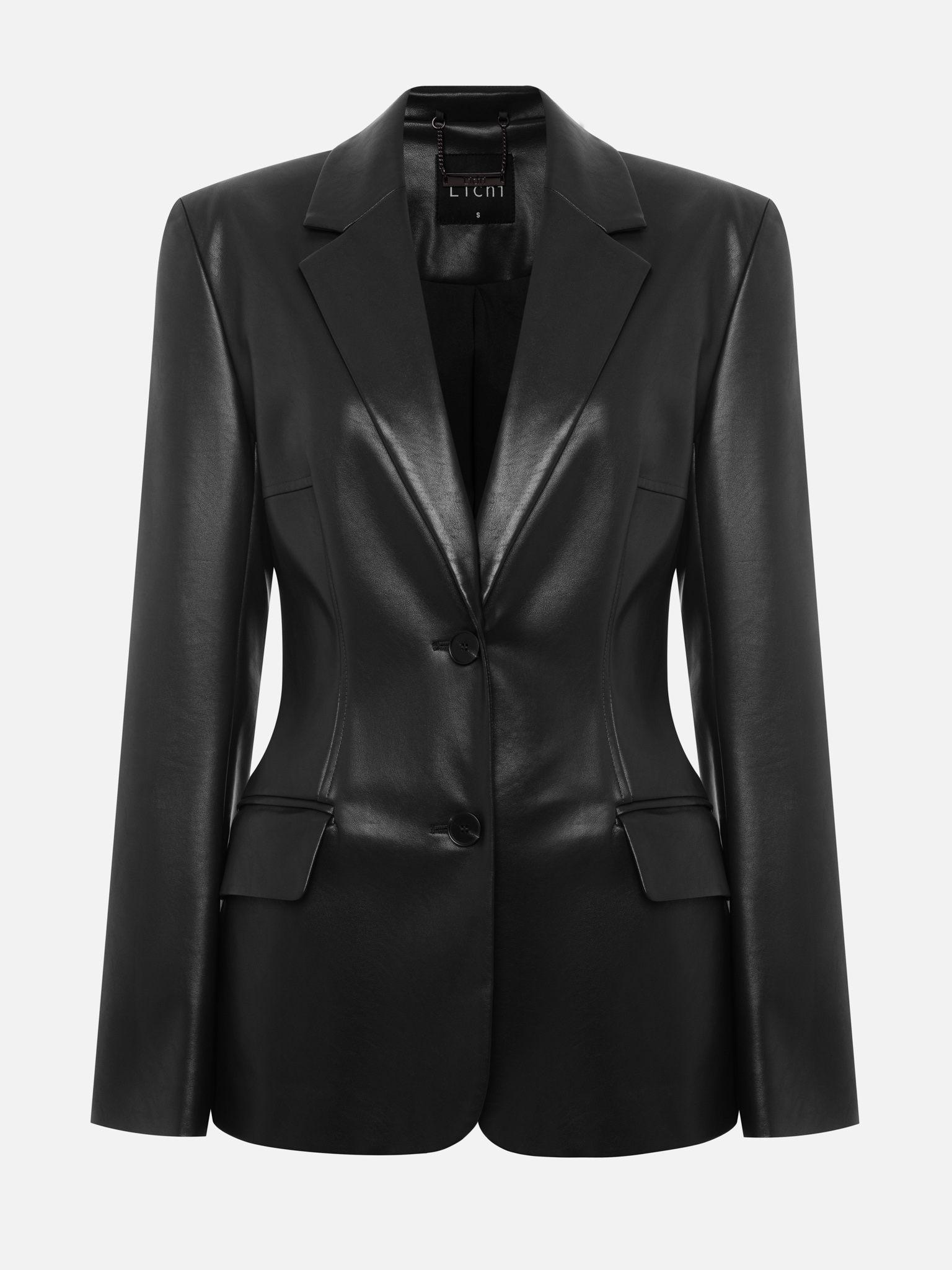 Fitted eco-leather jacket