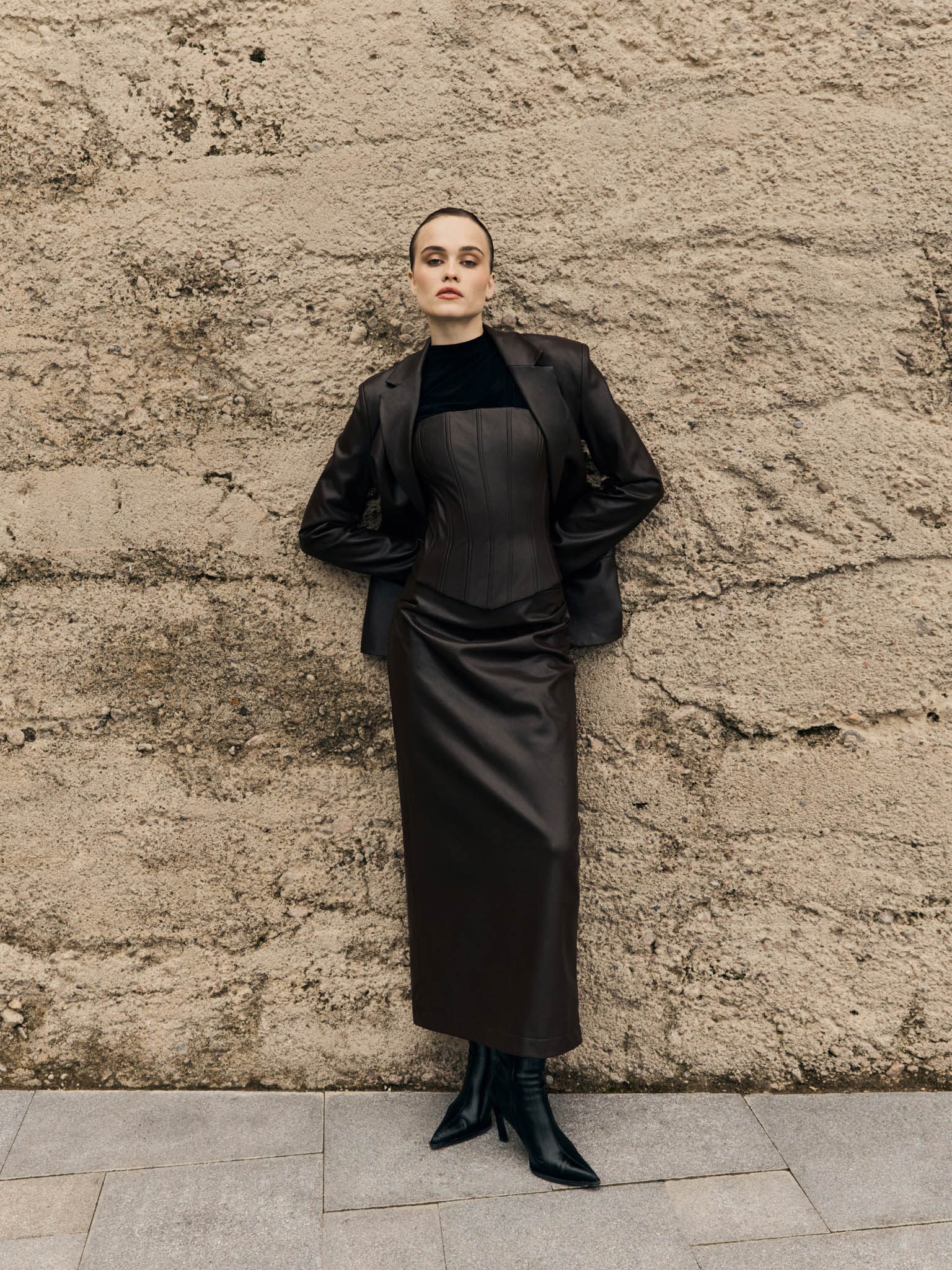 Taillierte Jacke aus Öko-Leder