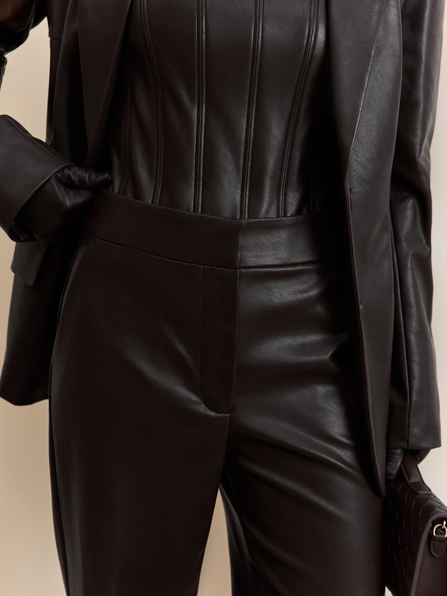 Straight-leg vegan-leather pants