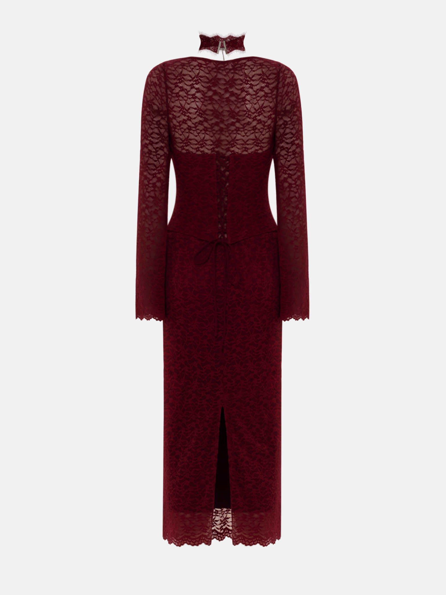 Guipure maxi dress with tonal choker