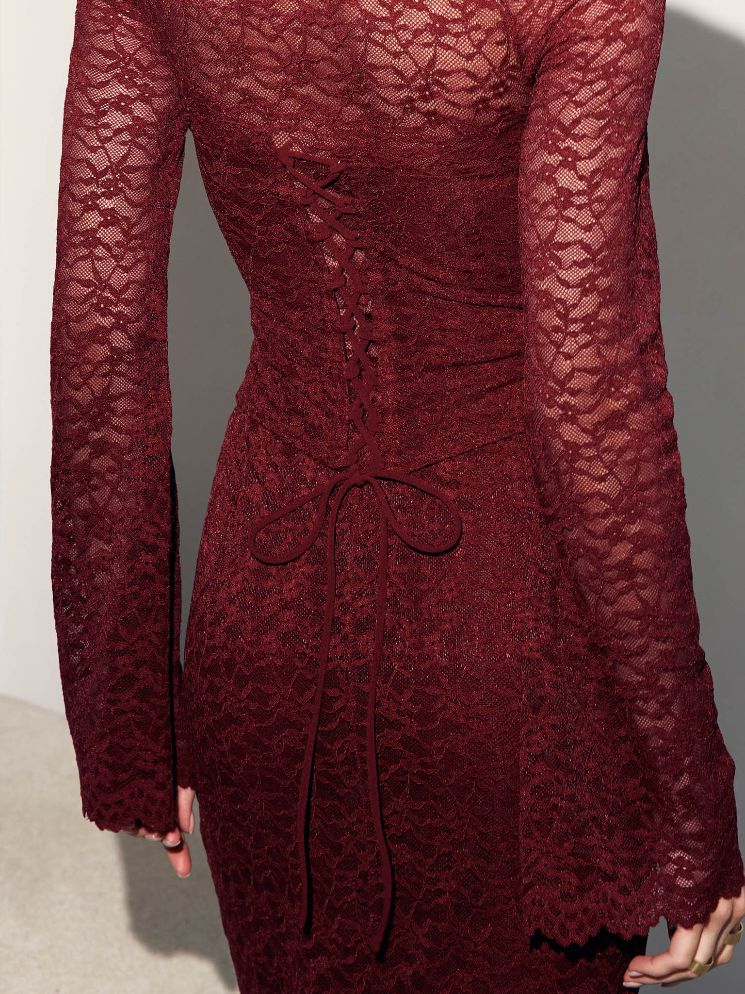 Guipure maxi dress with tonal choker