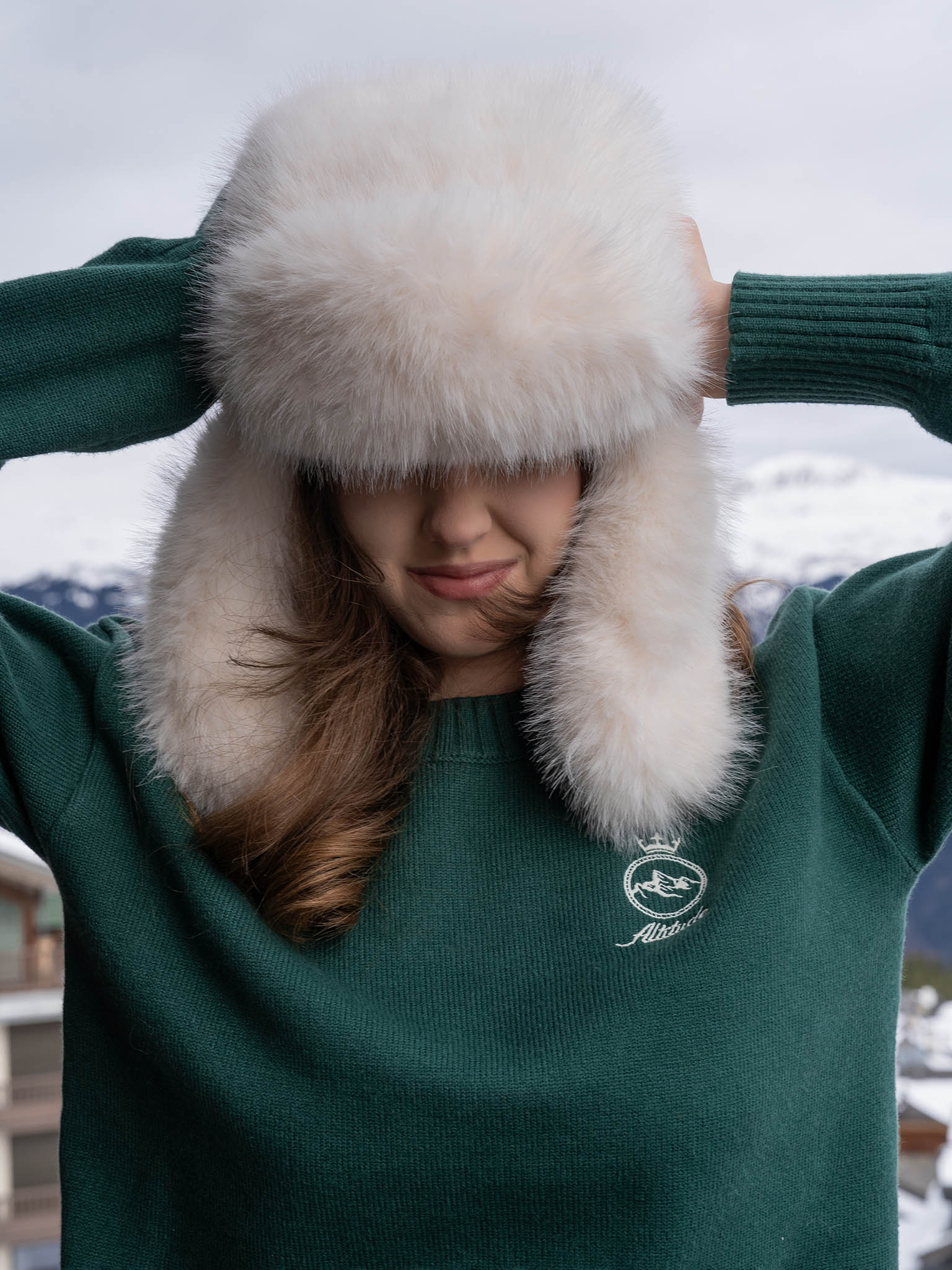 Long-pile eco-fur ushanka hat