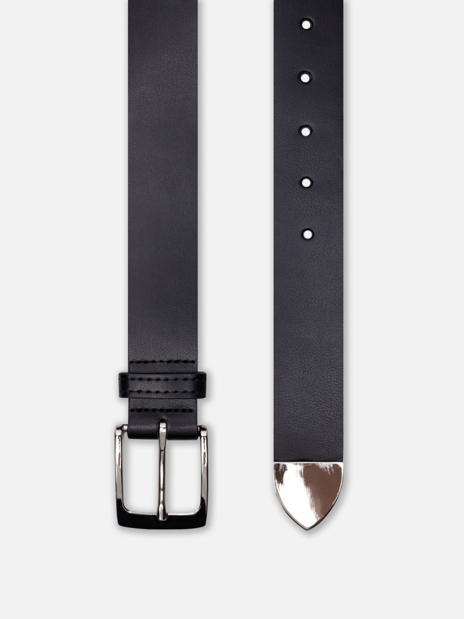 Leather belt with silver tip