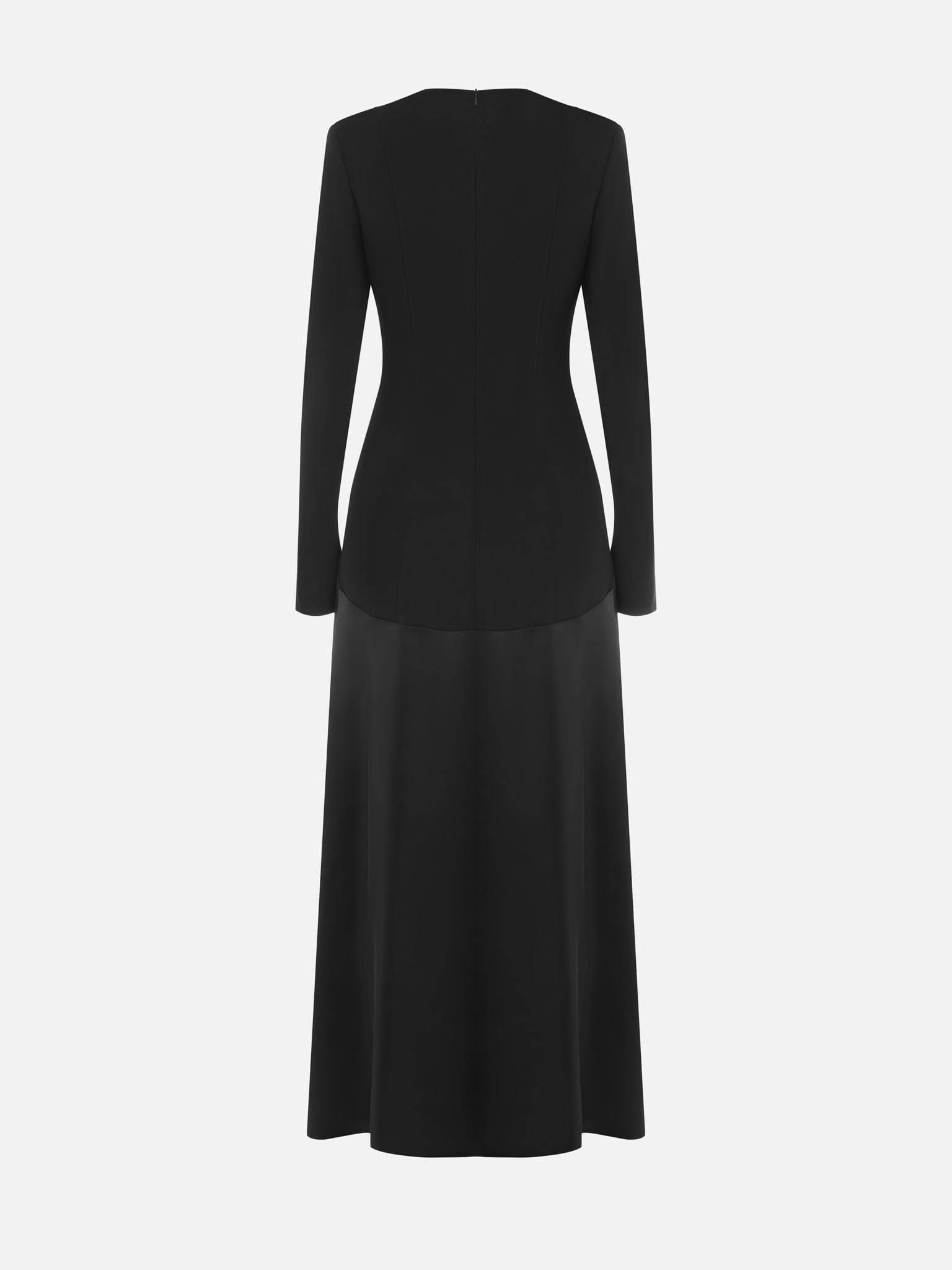 Maxi dress with straight sleeves and flared skirt