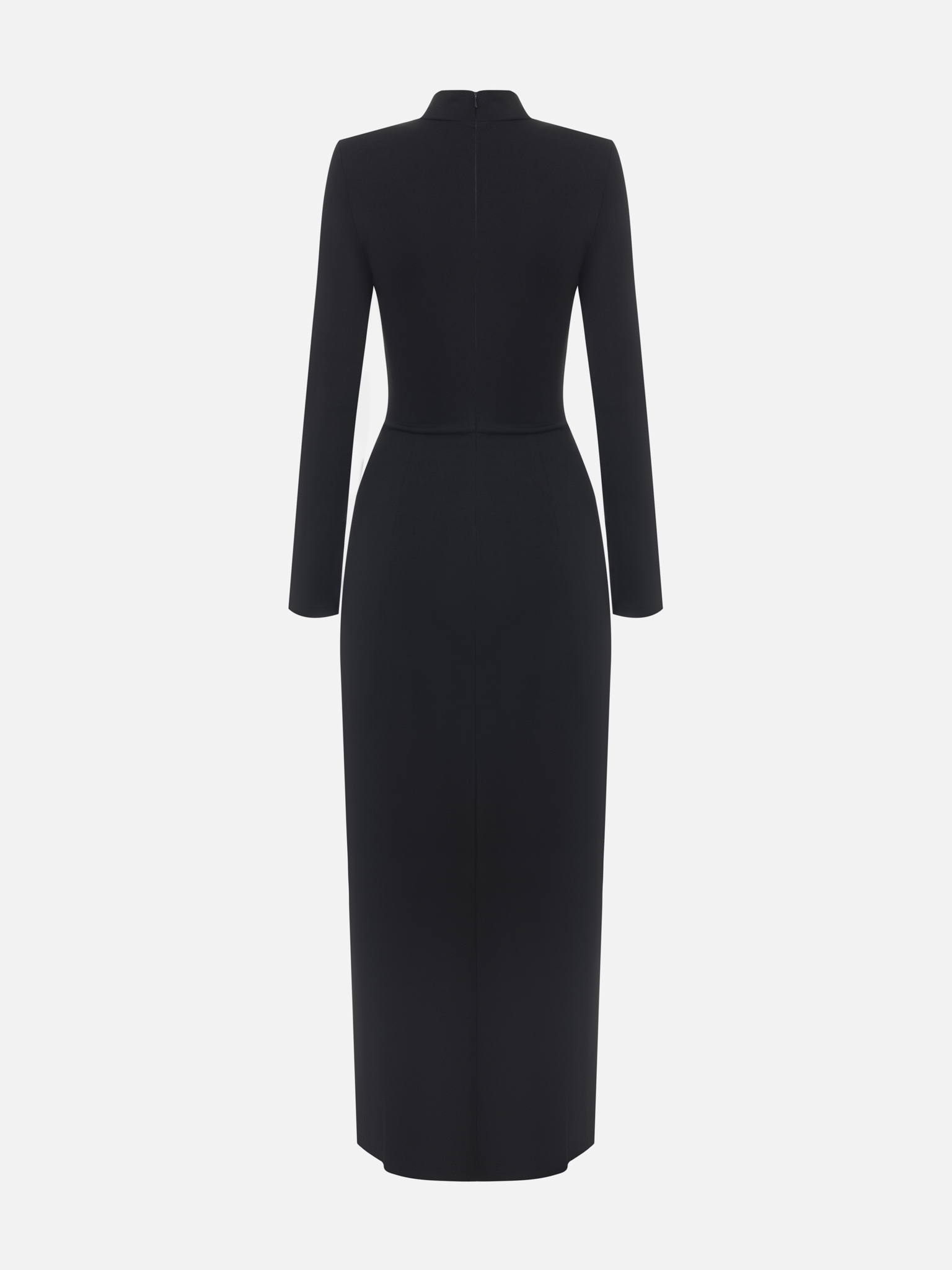 Maxi dress with round neckline and fitted sleeves