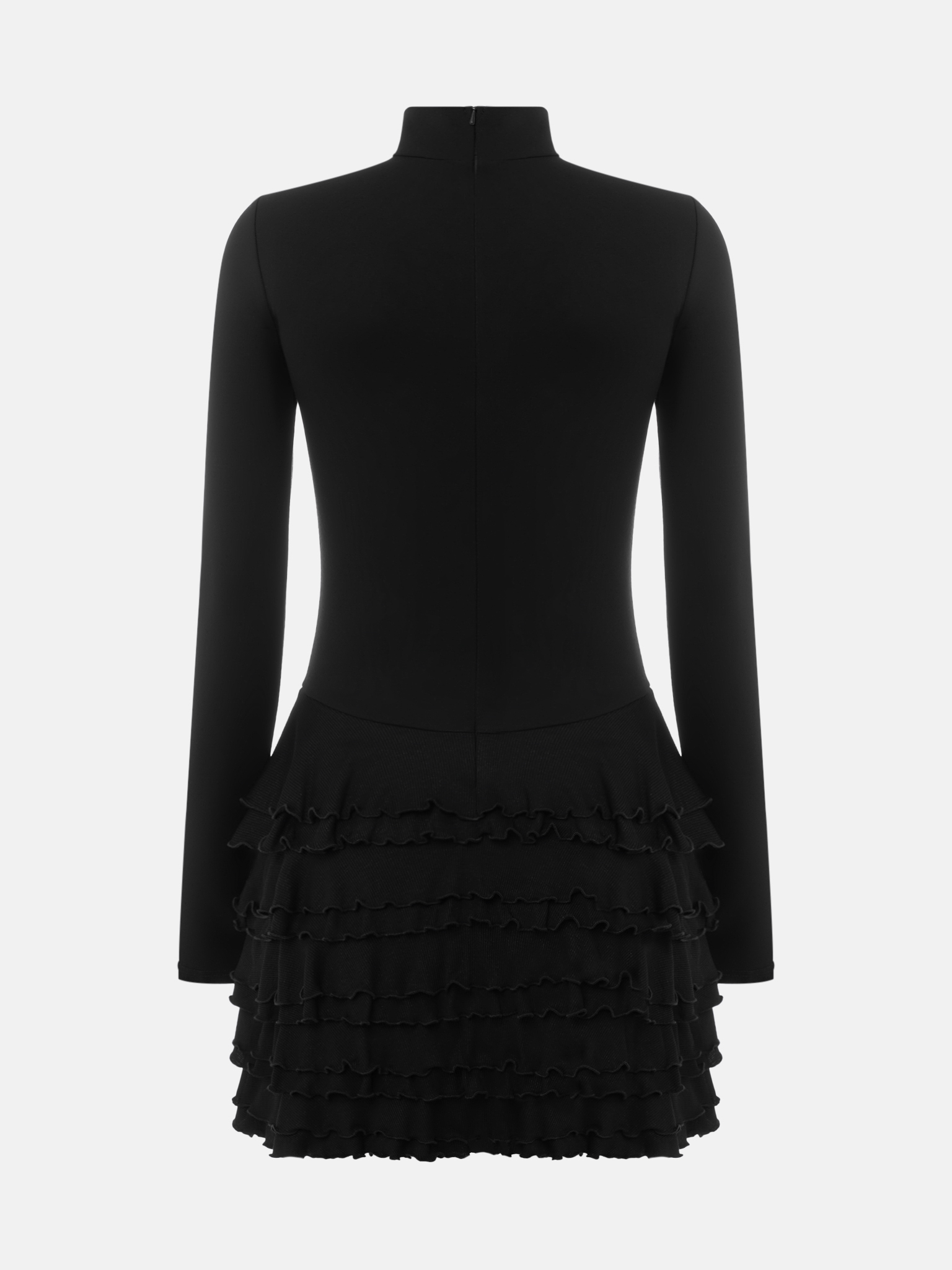 Mini jersey dress with ruffles on the skirt