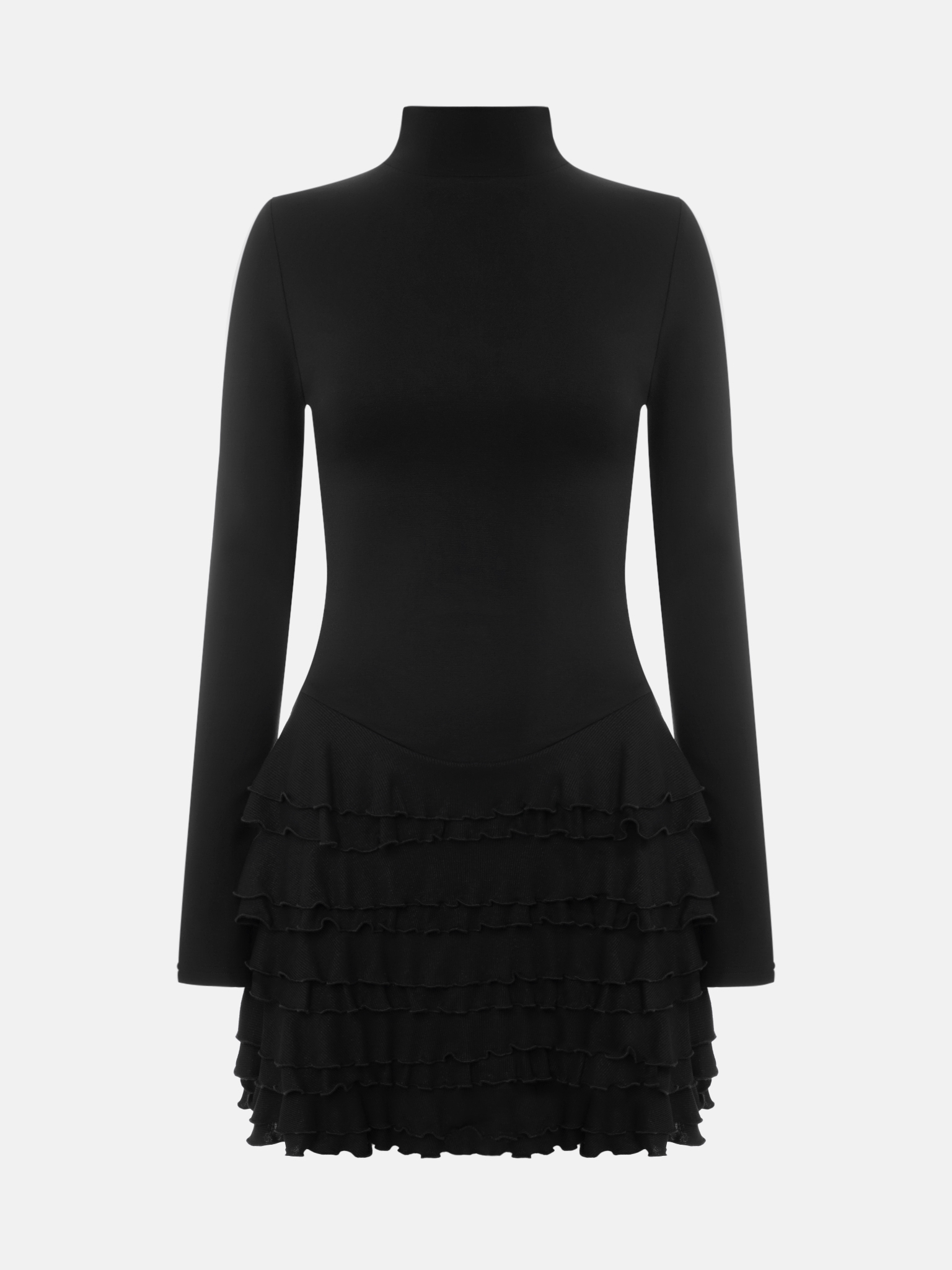 Mini jersey dress with ruffles on the skirt