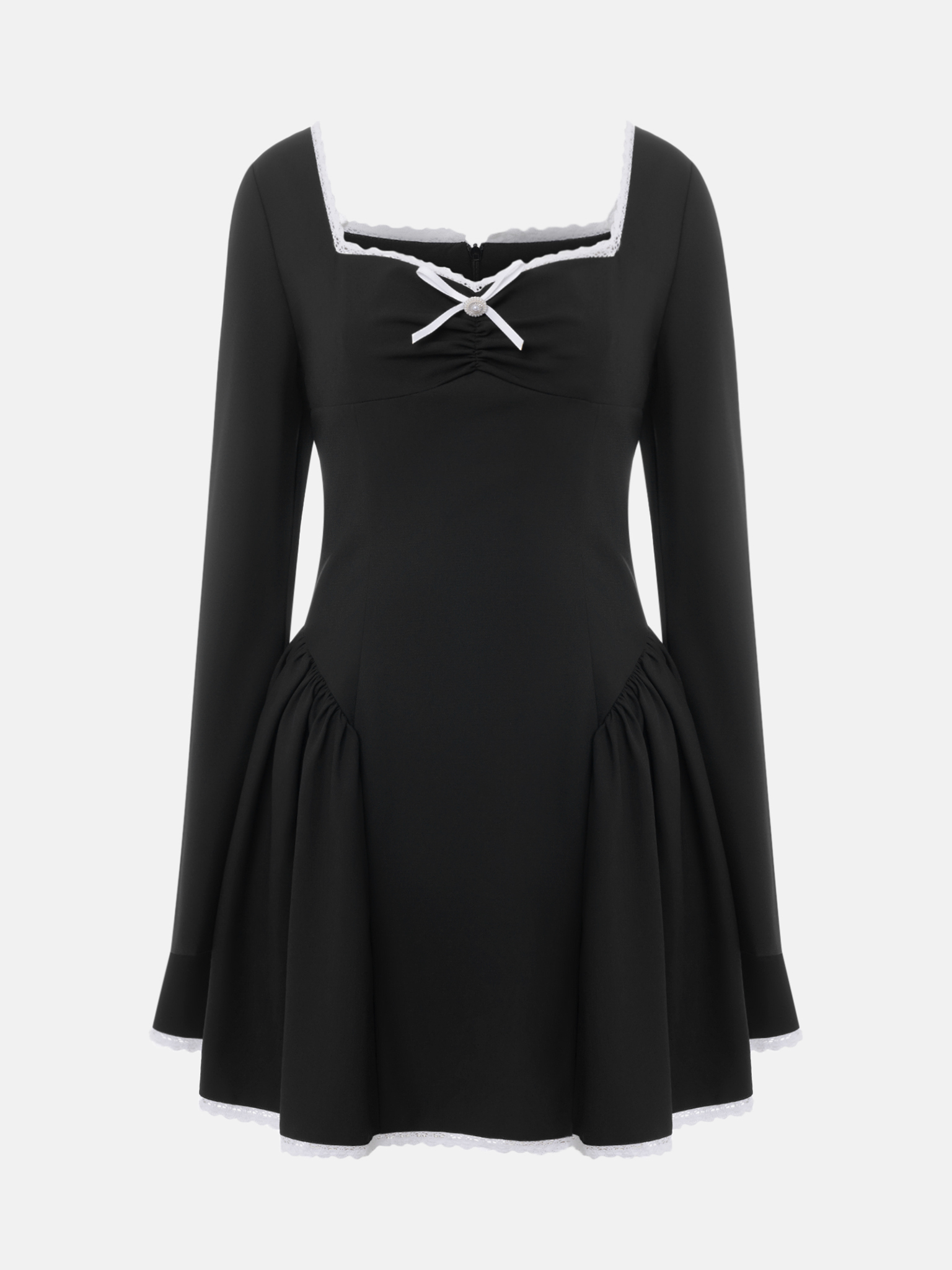 Mini dress with contrasting trim and bow :: LICHI - Online fashion store Mini dress with contrasting trim and bow :: LICHI - Online fashion store