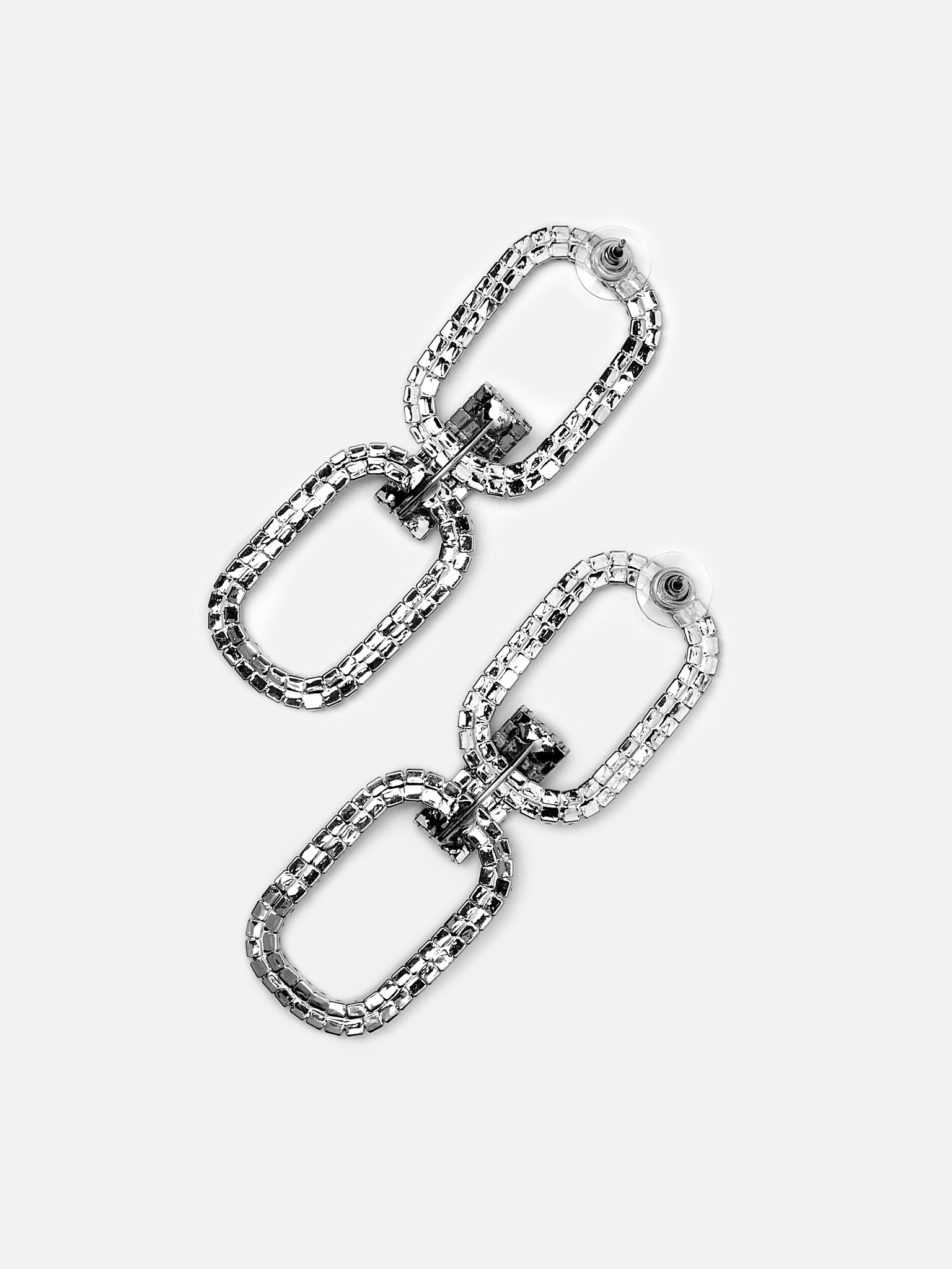 Rhinestone chain stud earrings