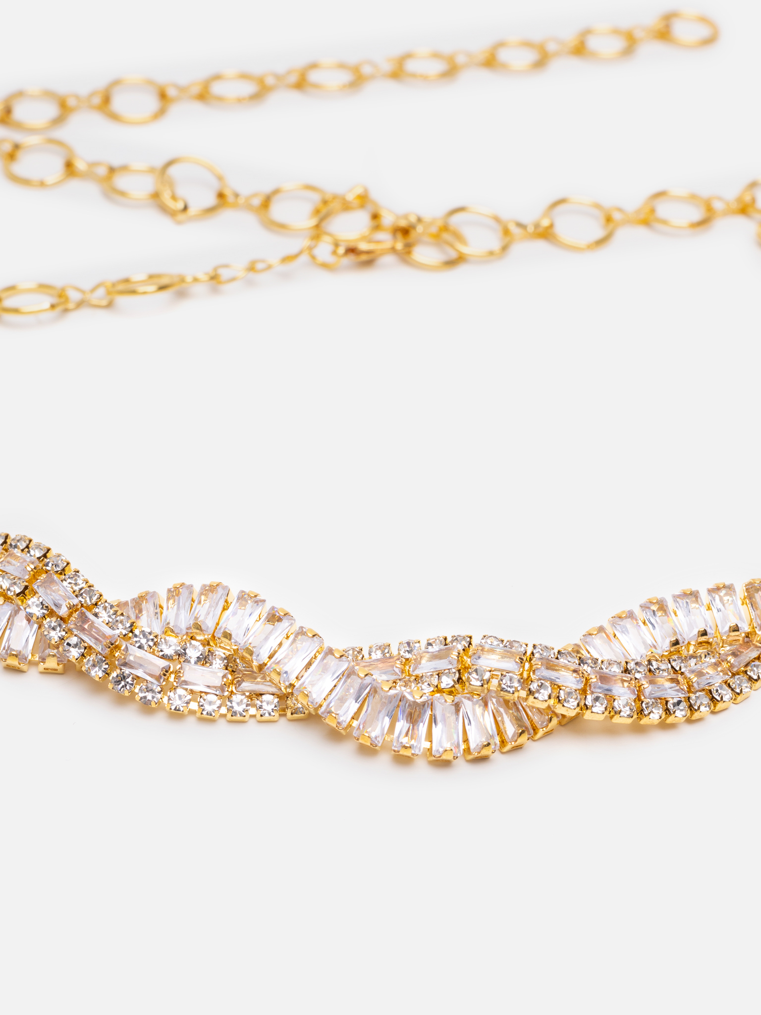 Intertwined rhinestone line necklace