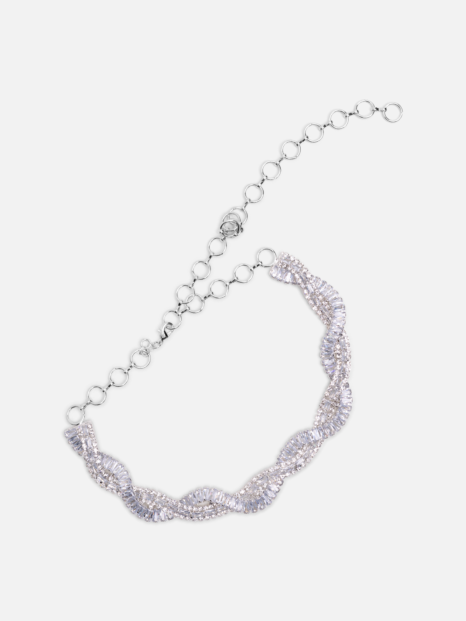 Intertwined rhinestone line necklace