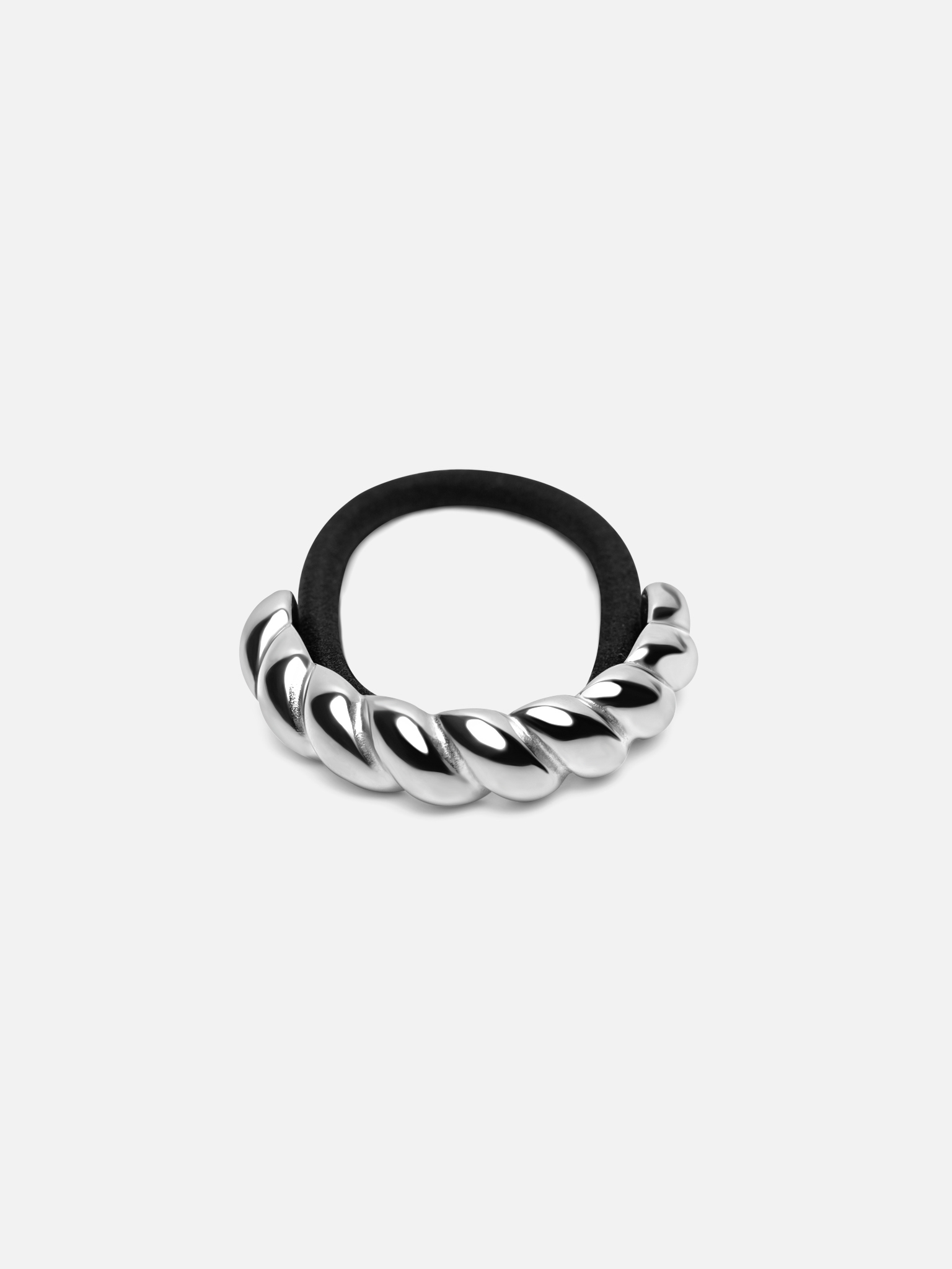 Scrunchie with twisted metal decoration