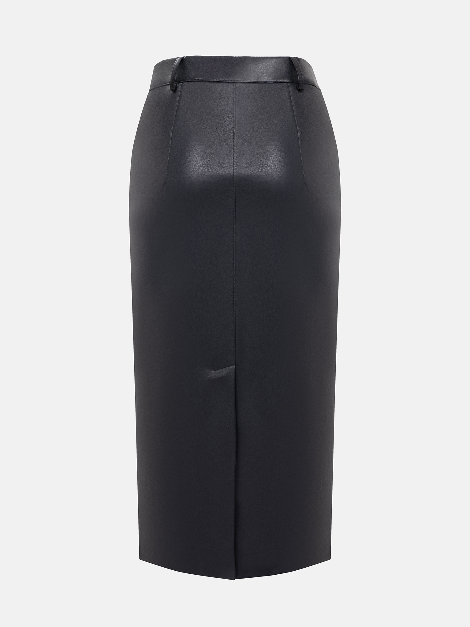 Eco-leather pencil midi skirt with large buttons