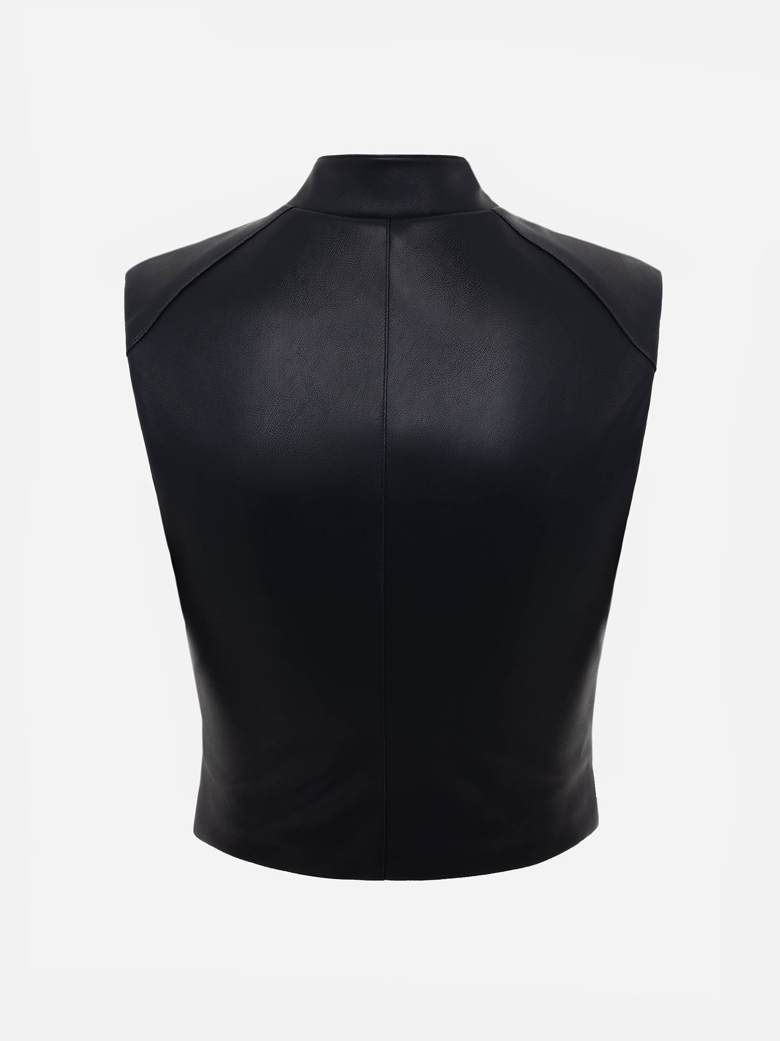 Eco-leather top with frontal zip