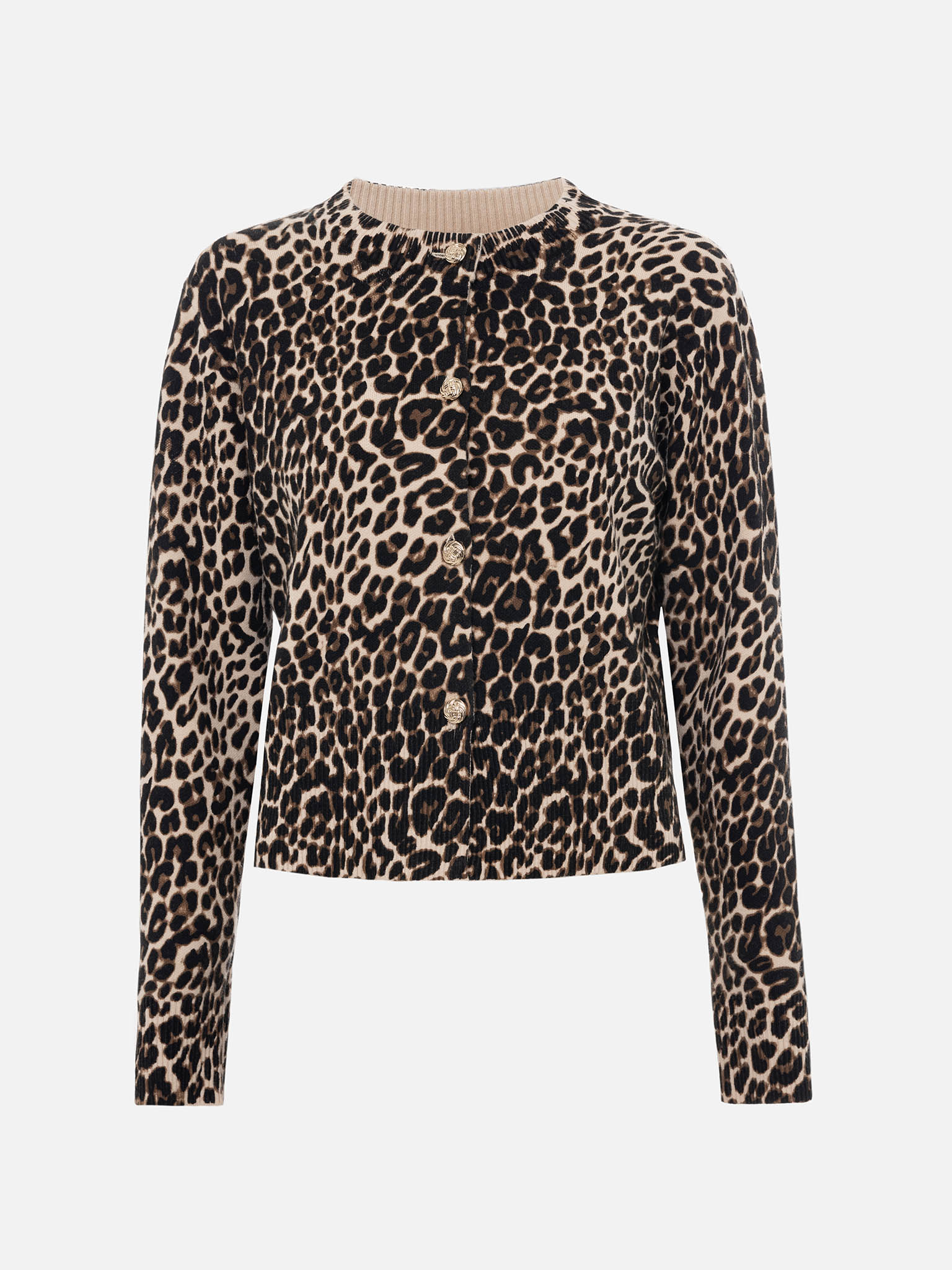 Leopard cardigan with golden buttons