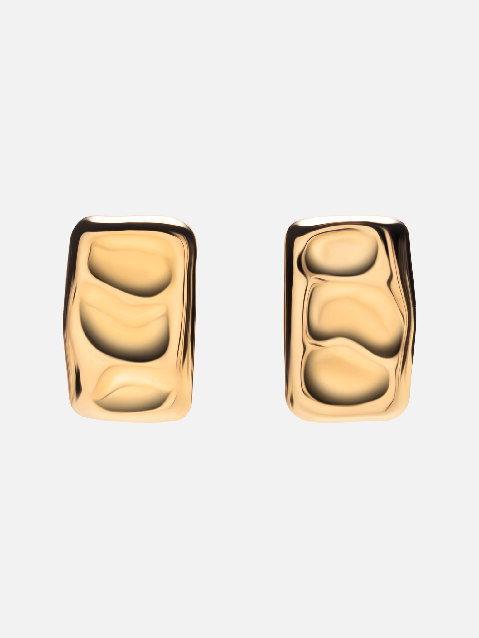 Rectangular stud earrings in textured metal