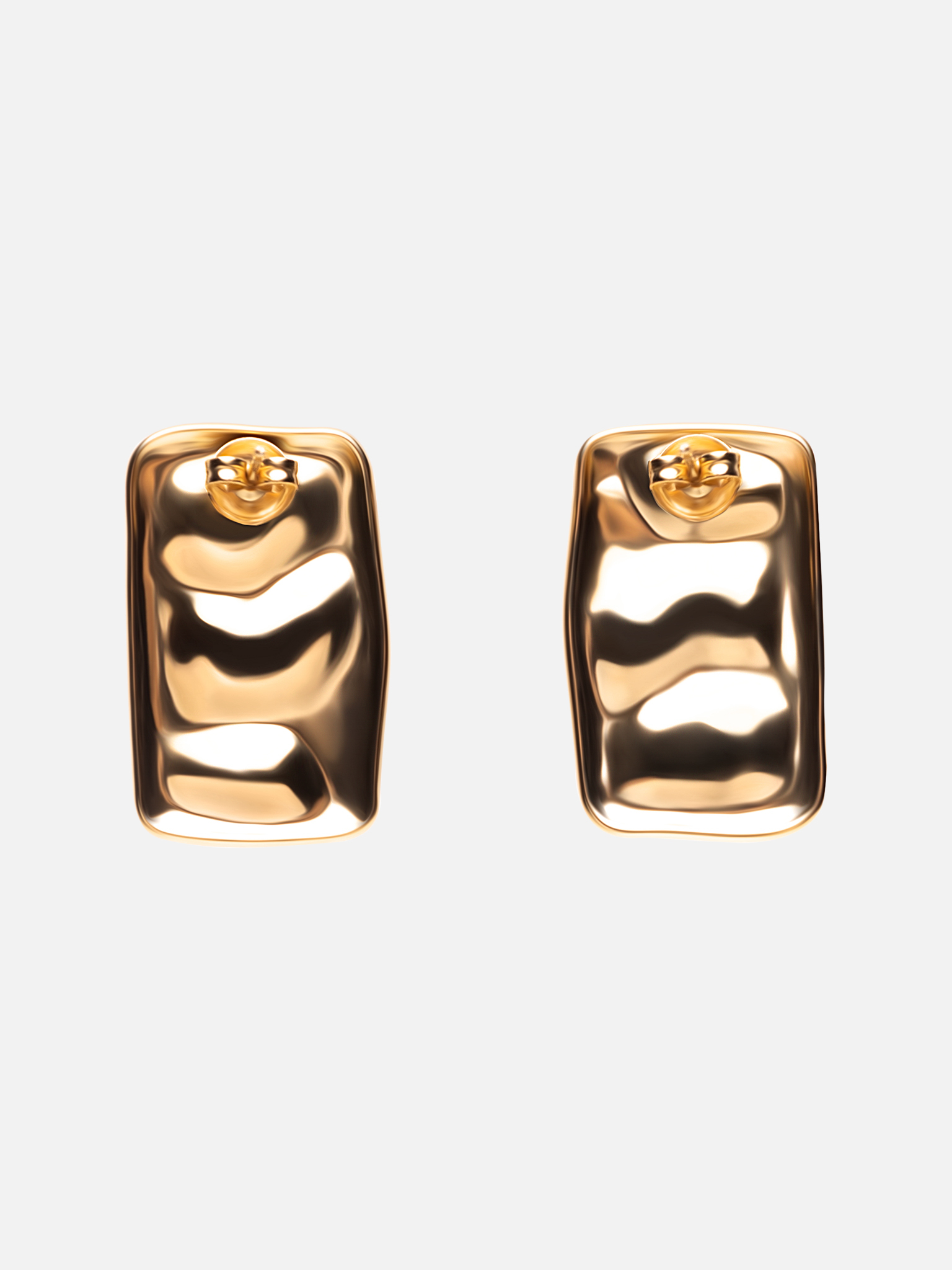 Rectangular stud earrings in textured metal