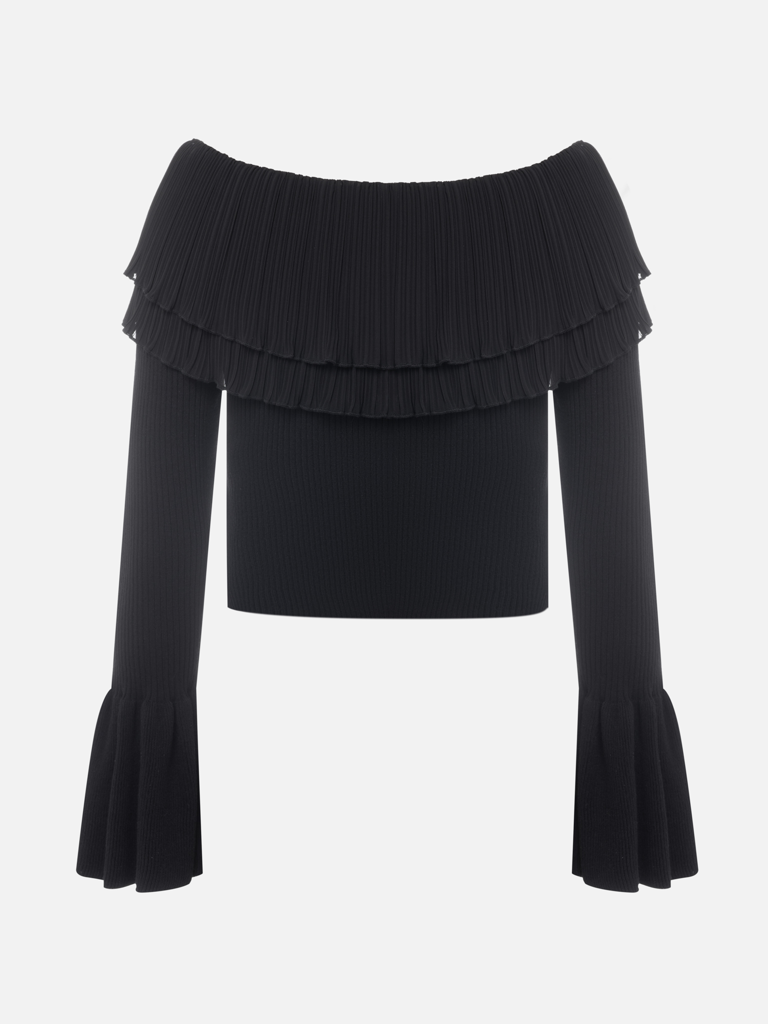 Fitted top with open shoulders and large buttons