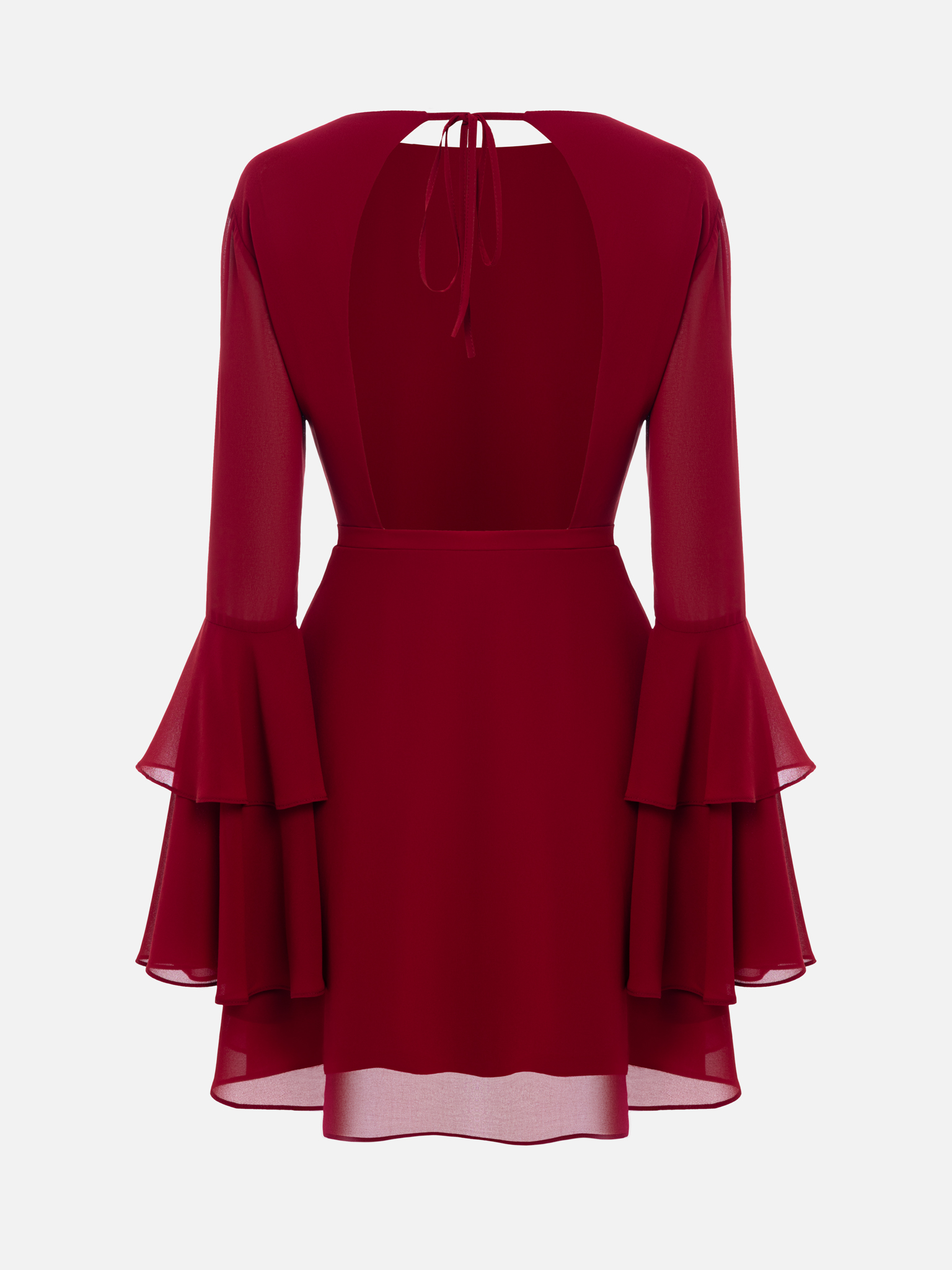 Платье мини с воланами на манжетах