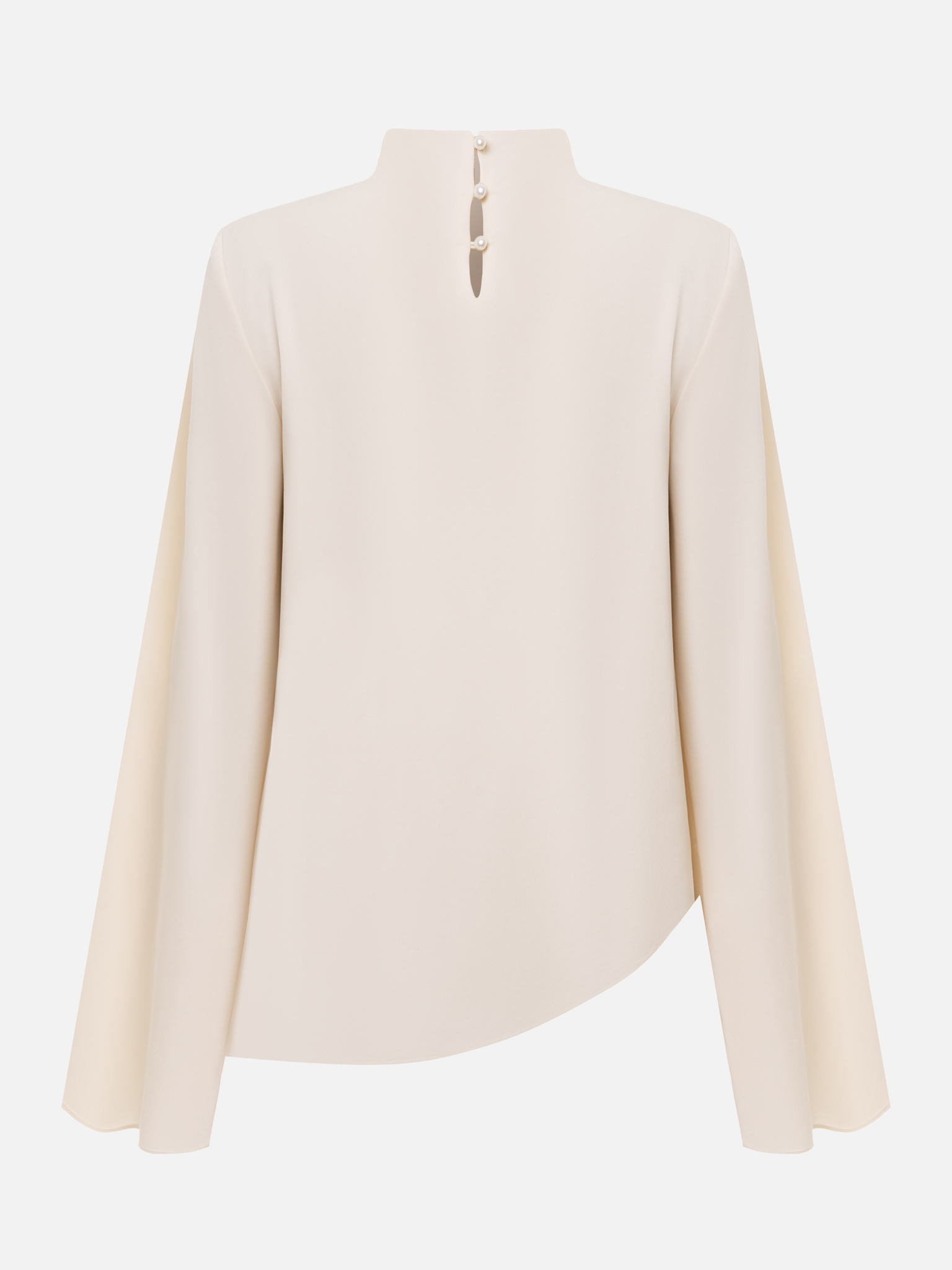 Blouse with draped shoulder and voluminous sleeves