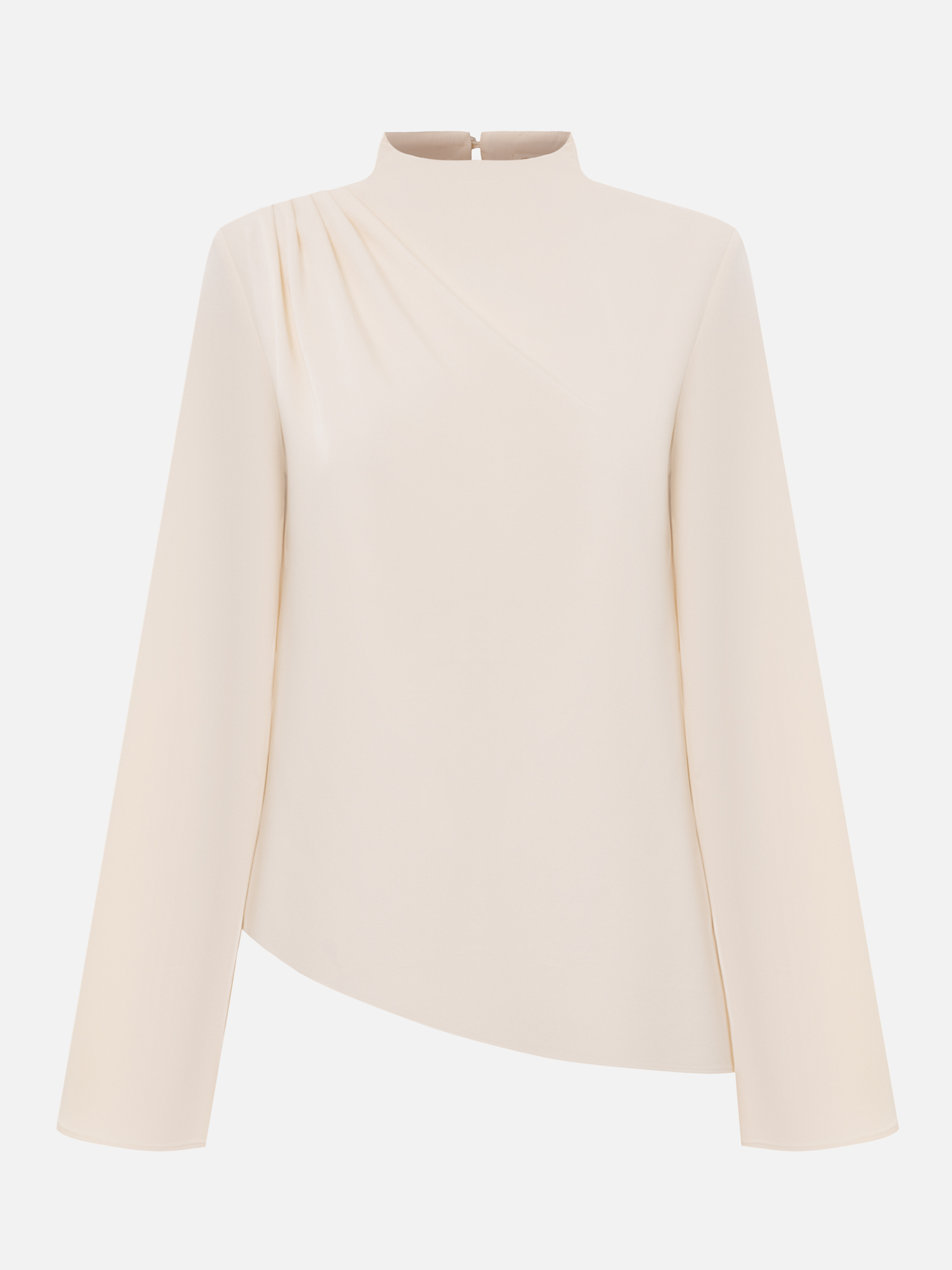Blouse with draped shoulder and voluminous sleeves