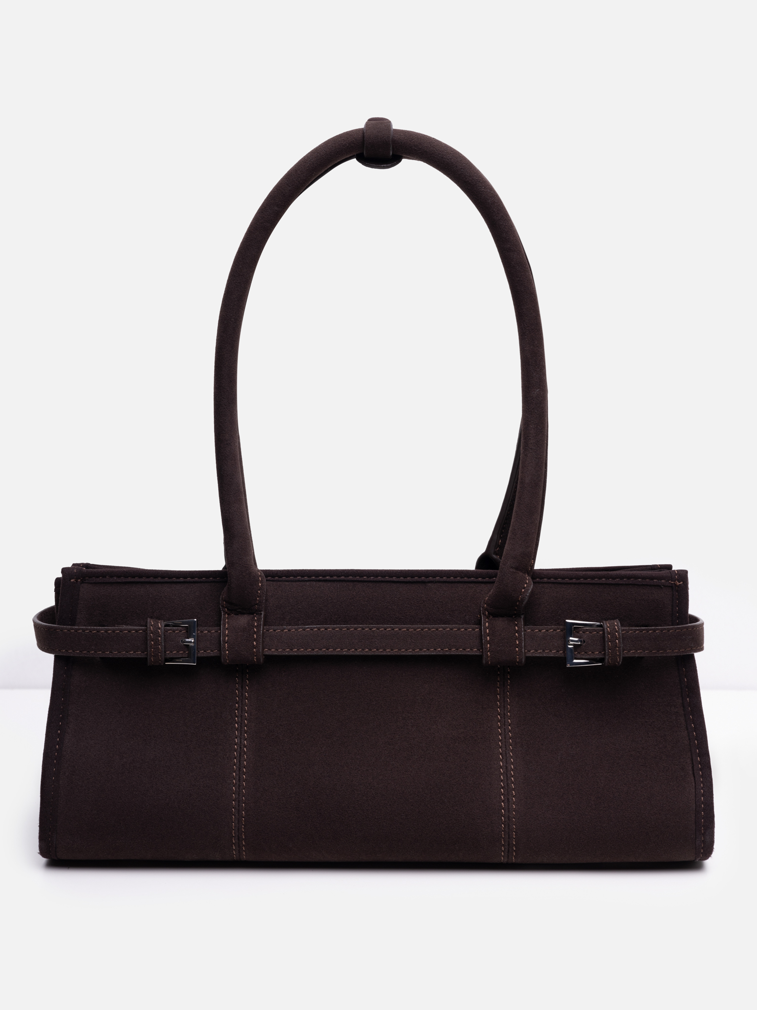 Rectangular baguette bag with long handles