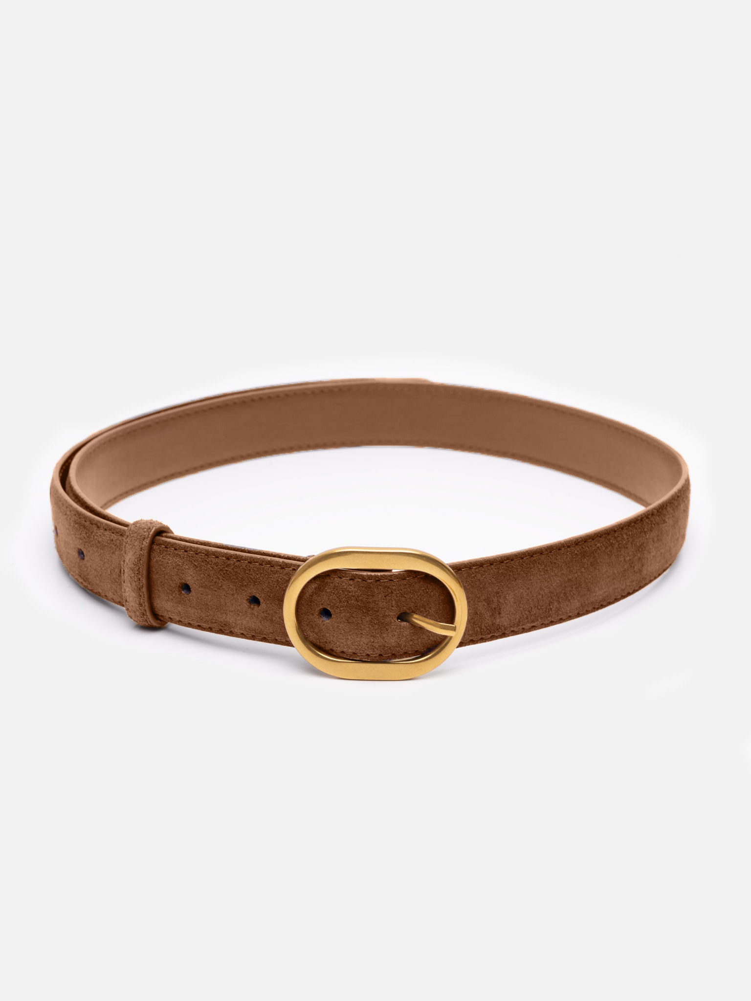Suede belt with golden buckle