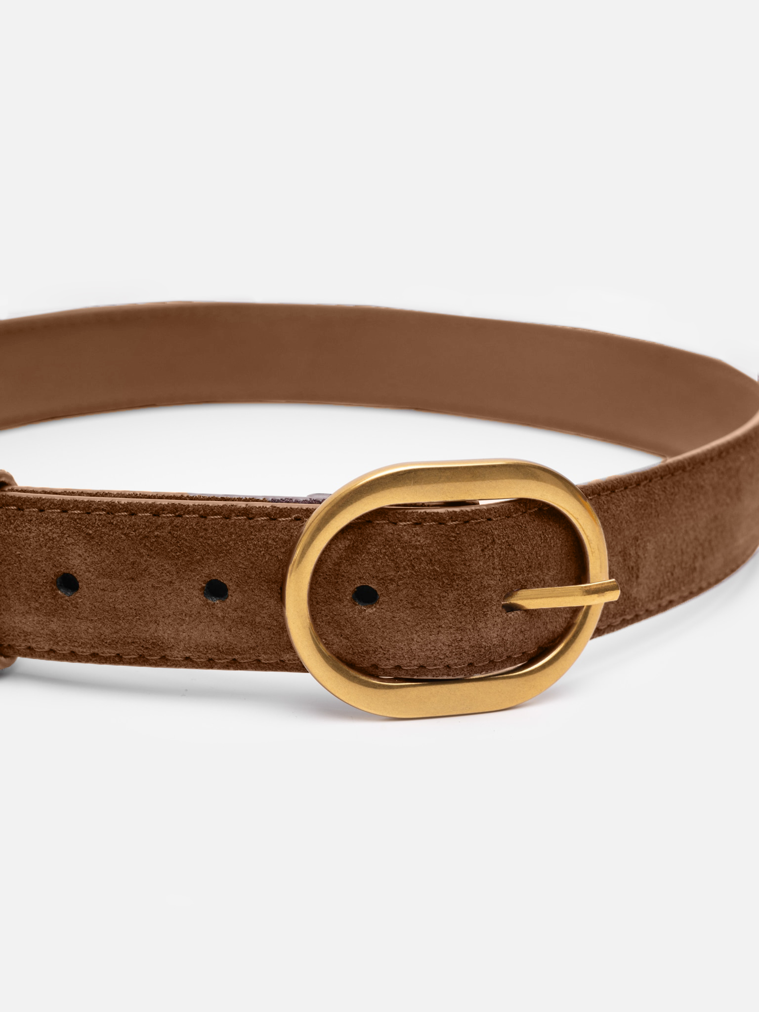 Suede belt with golden buckle