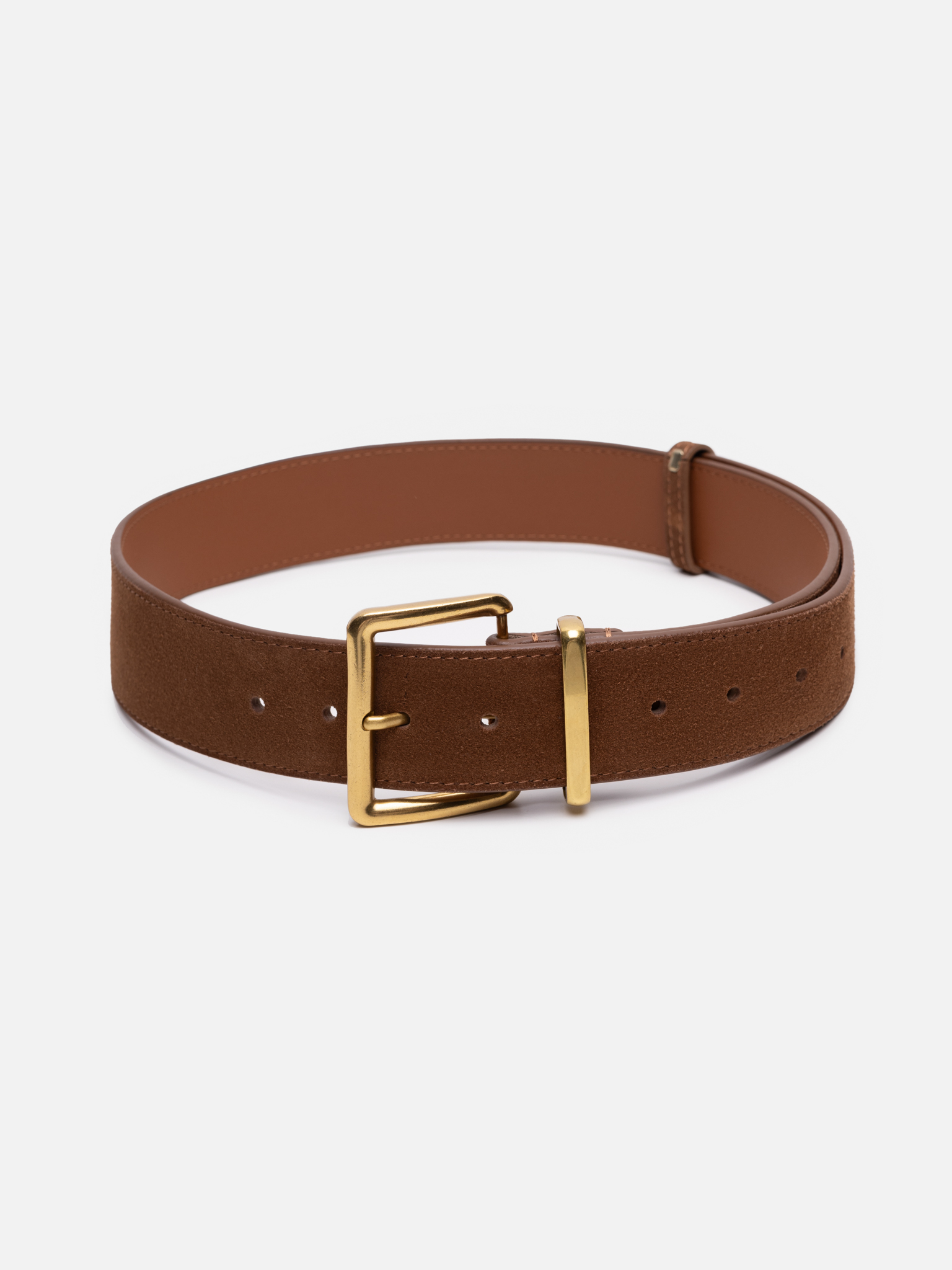 Leather belt with metal loop