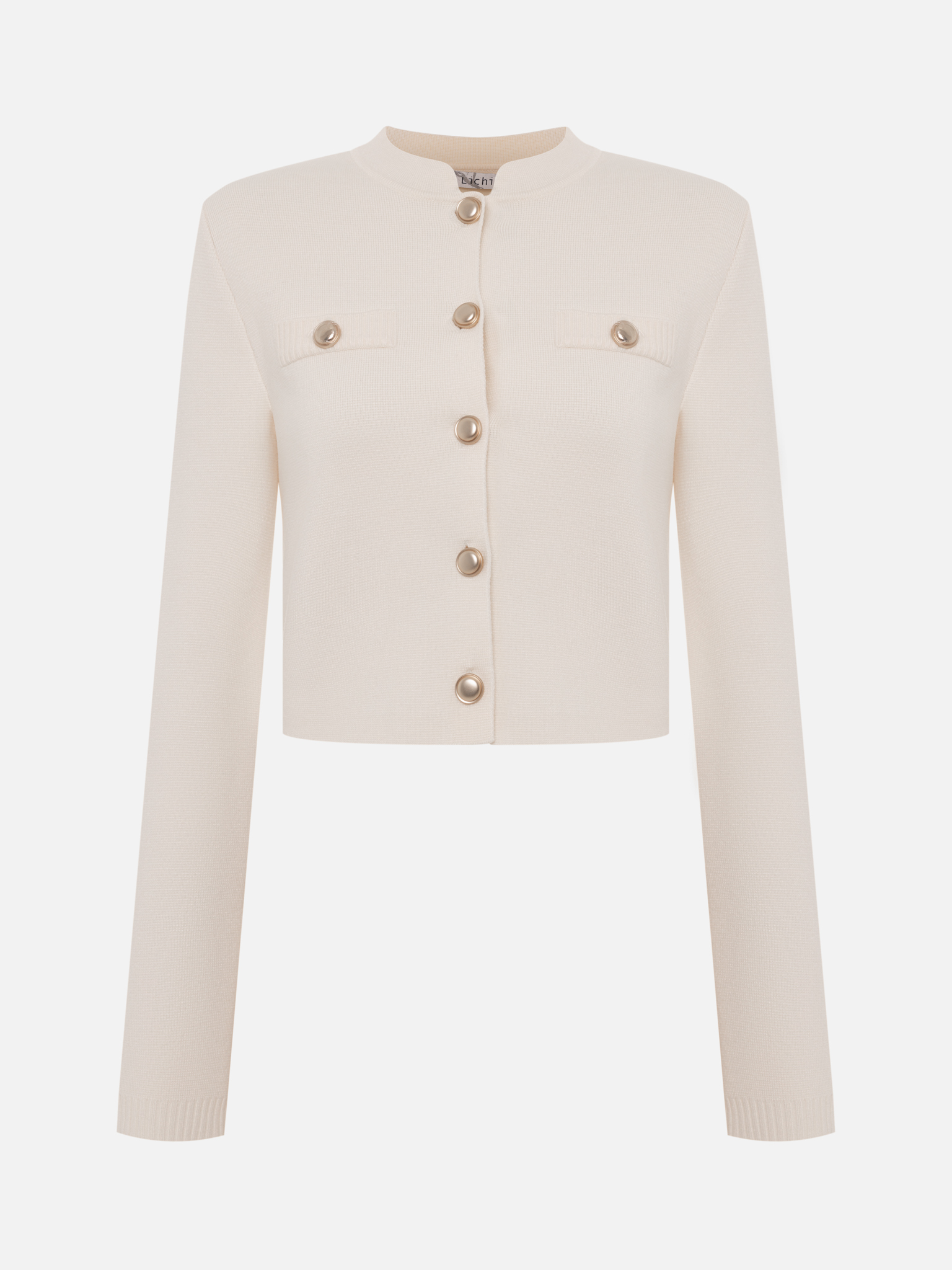 Cropped cardigan with high collar