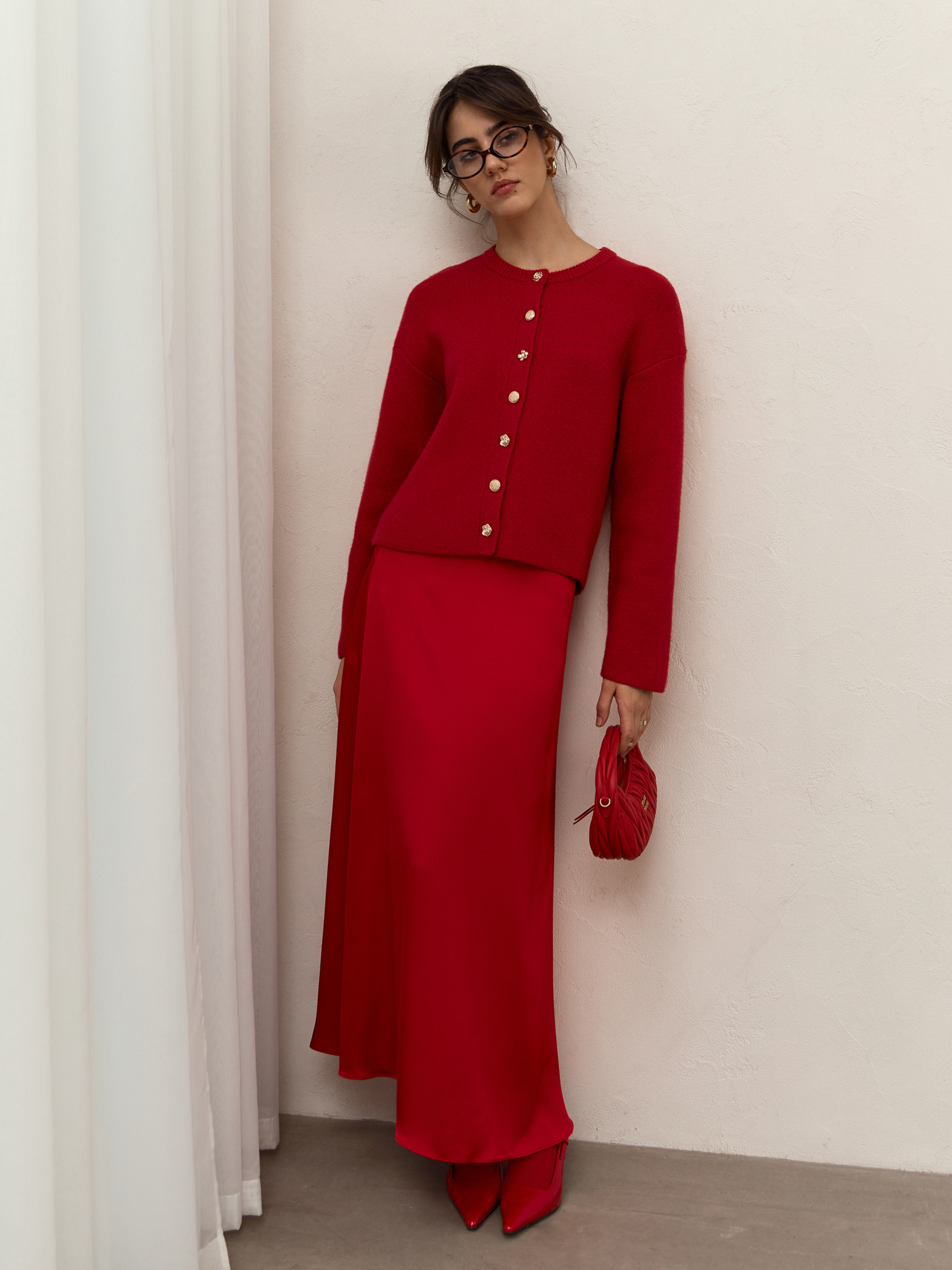 Flared maxi skirt in smooth fabric