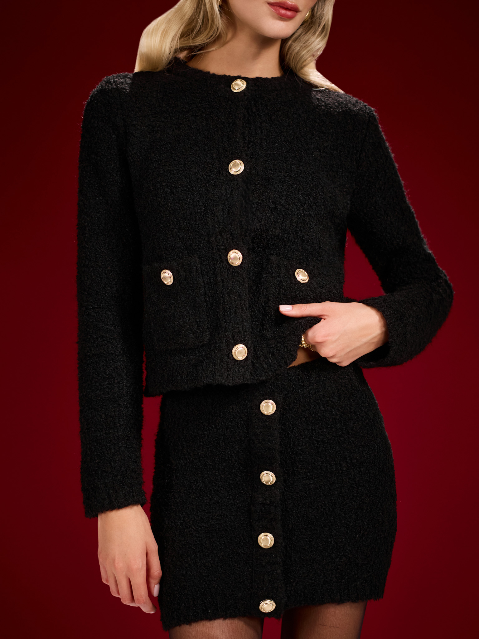 Straight fluffy knit cardigan