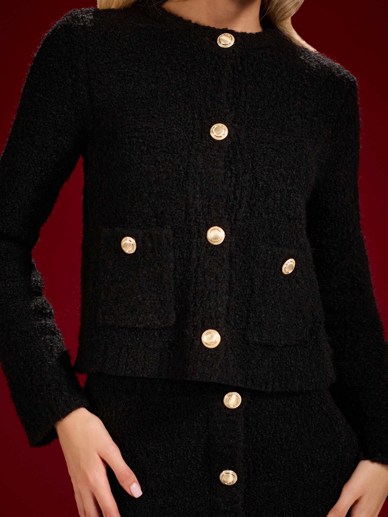 Straight fluffy knit cardigan