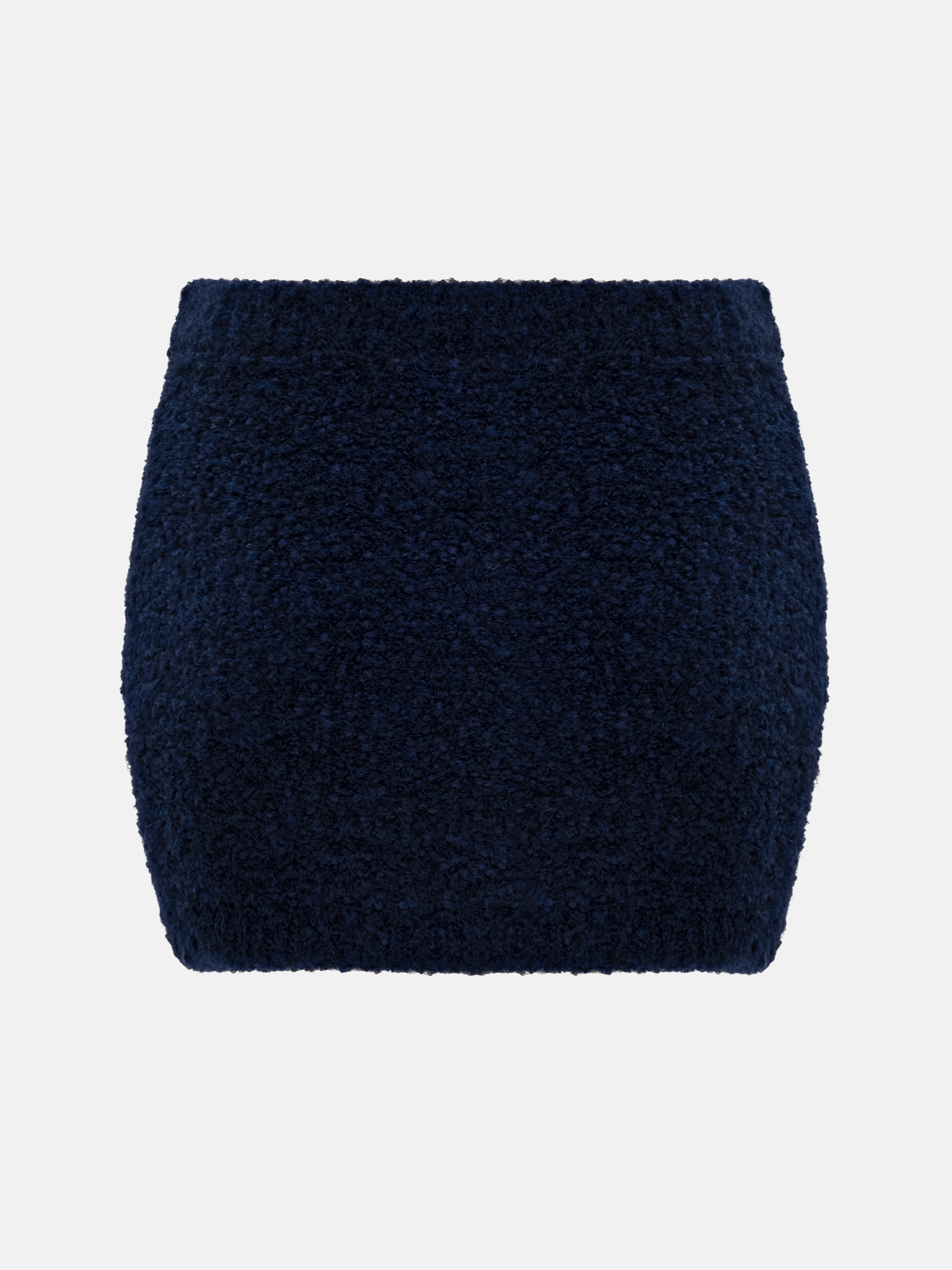 Straight fluffy knit mini skirt