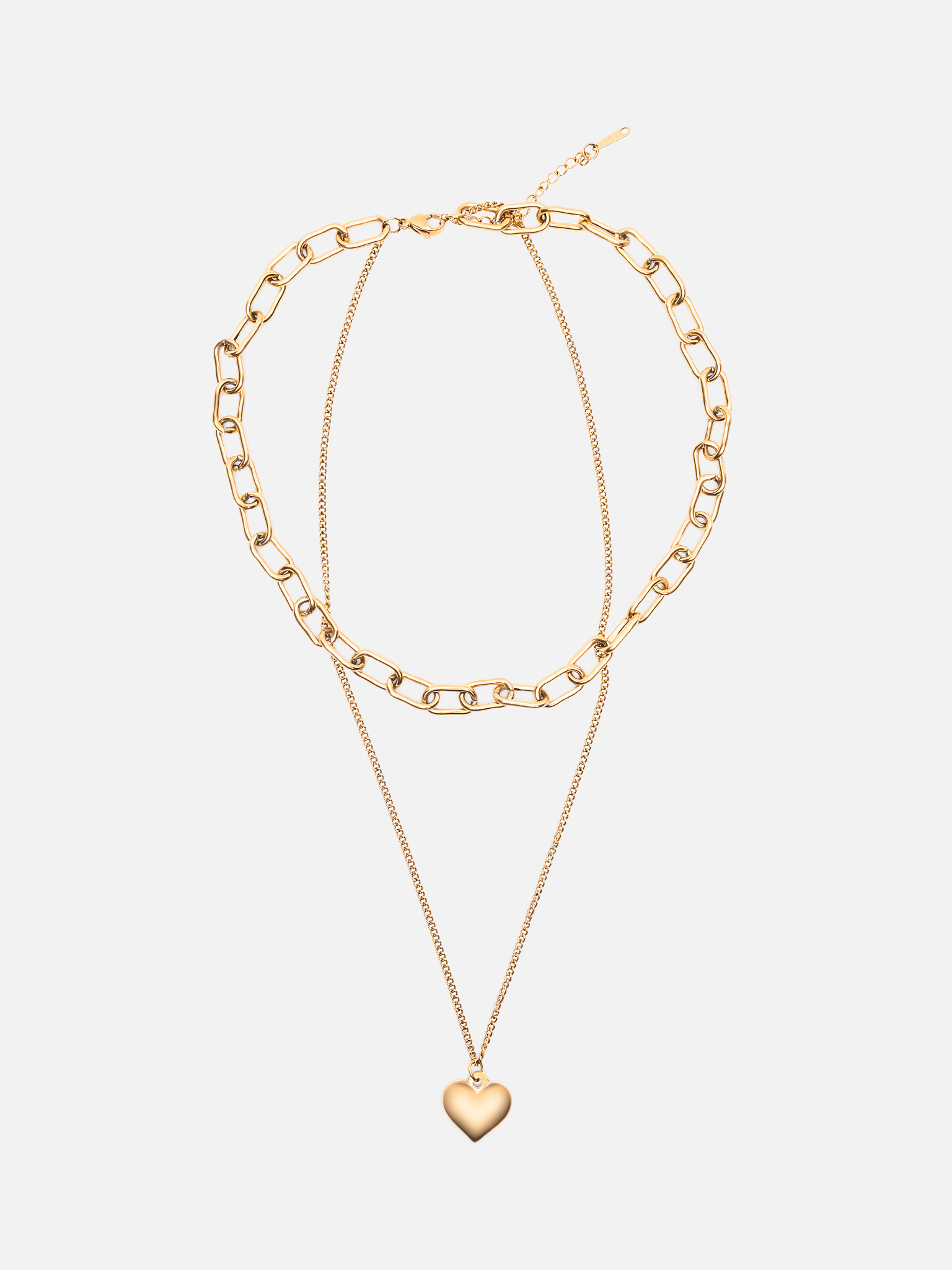 Double chain with heart pendant