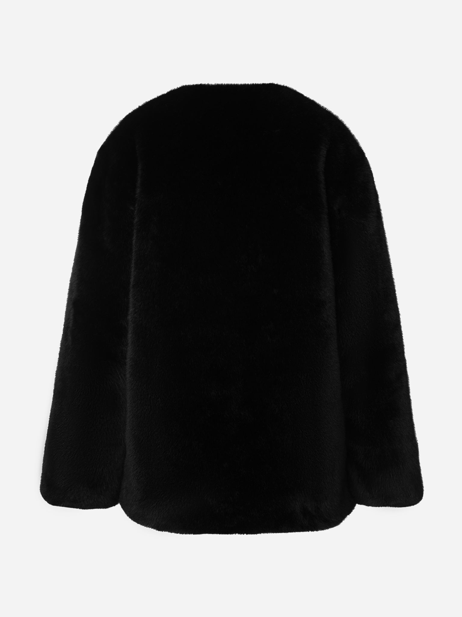 Short eco-fur coat without collar